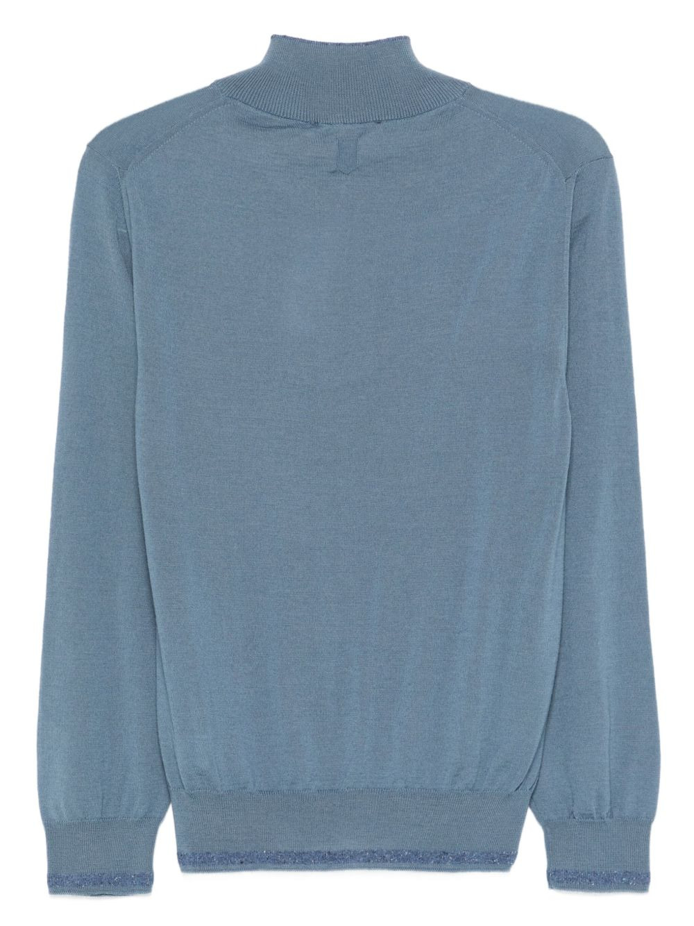 high-neck half-placket sweater - 2