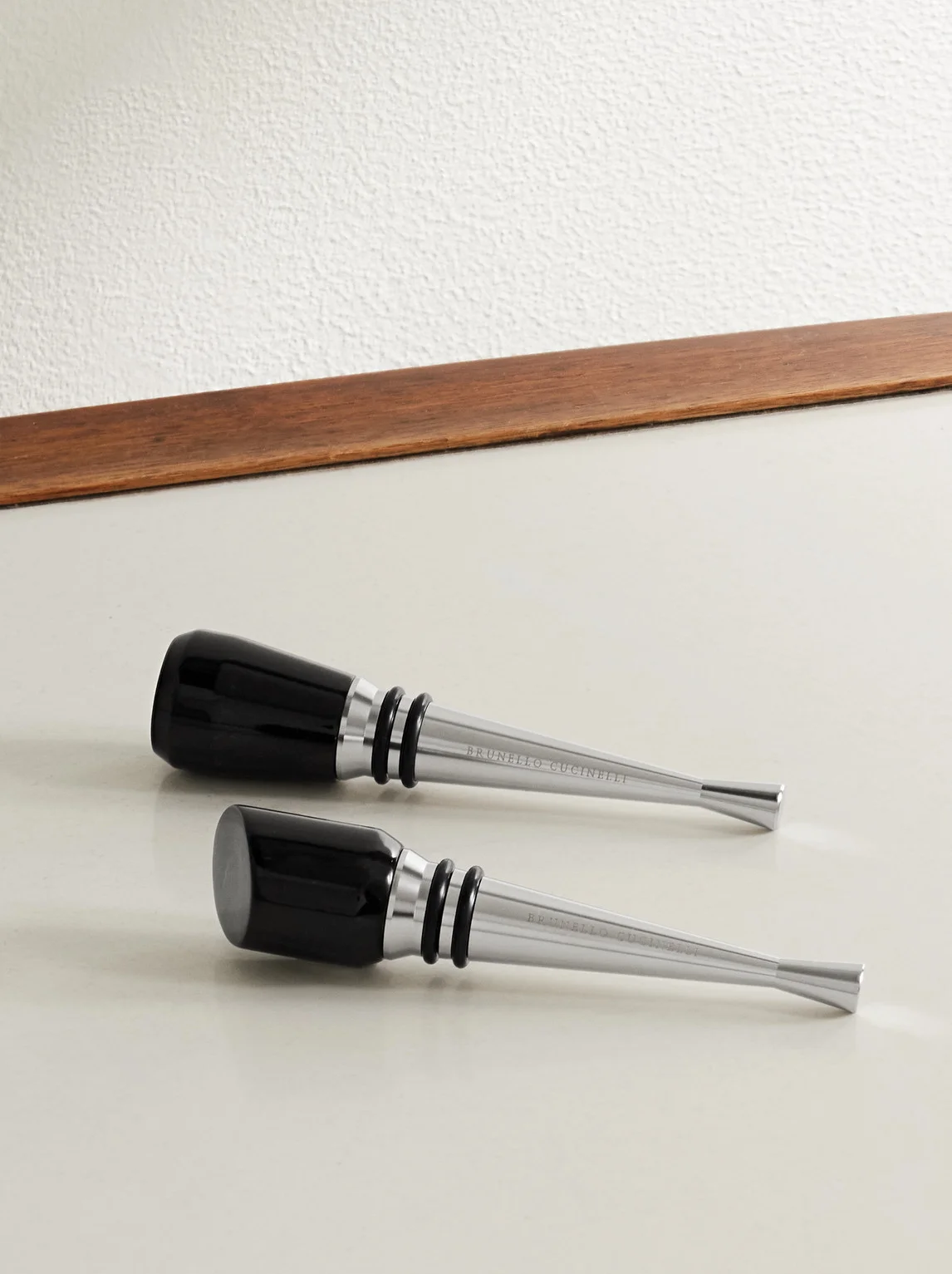 Set of Two Horn and Stainless Steel Bottle Stoppers - 1