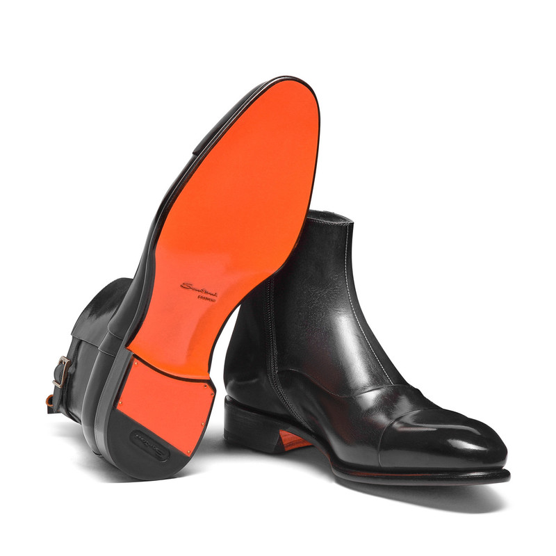 Men's grey leather ankle boot 3