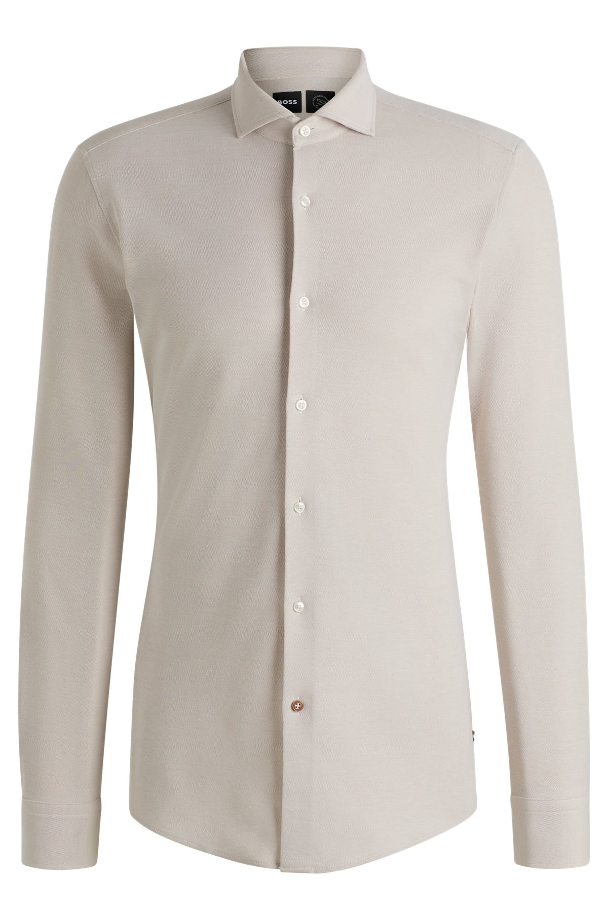 SLIM-FIT SHIRT IN COTTON-PIQUÉ JERSEY - 1