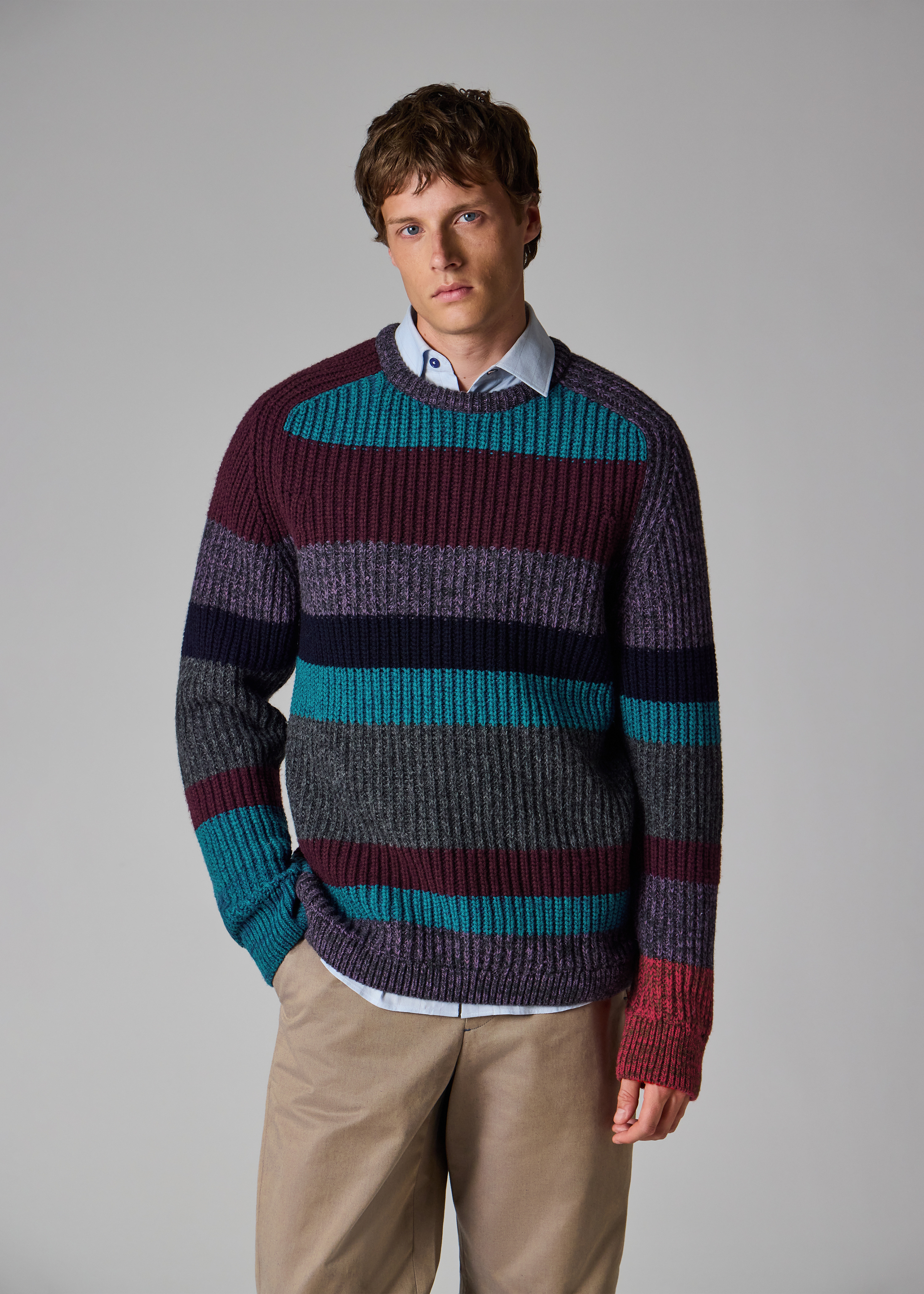 Paul Smith loves Barbour - Multi Stripe Crew Neck Sweater - 7