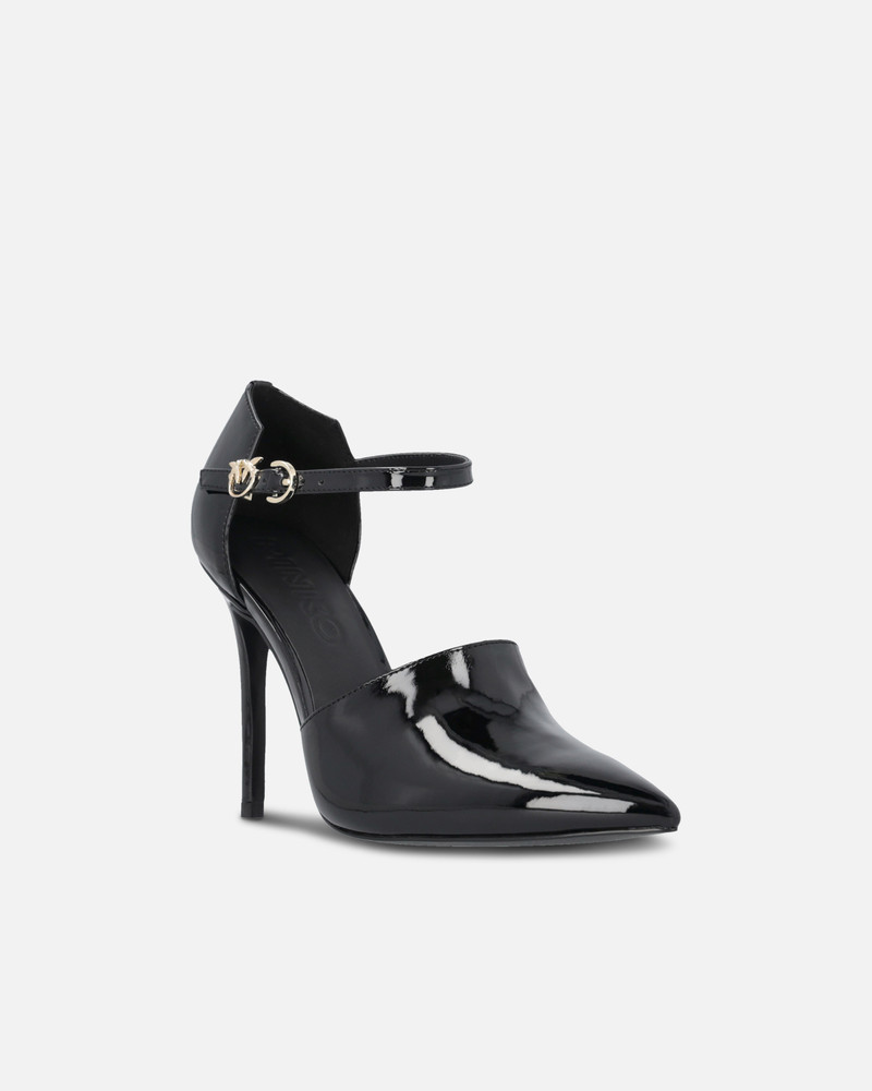 SHINY SHOES WITH HEEL AND FRONT STRAP 2