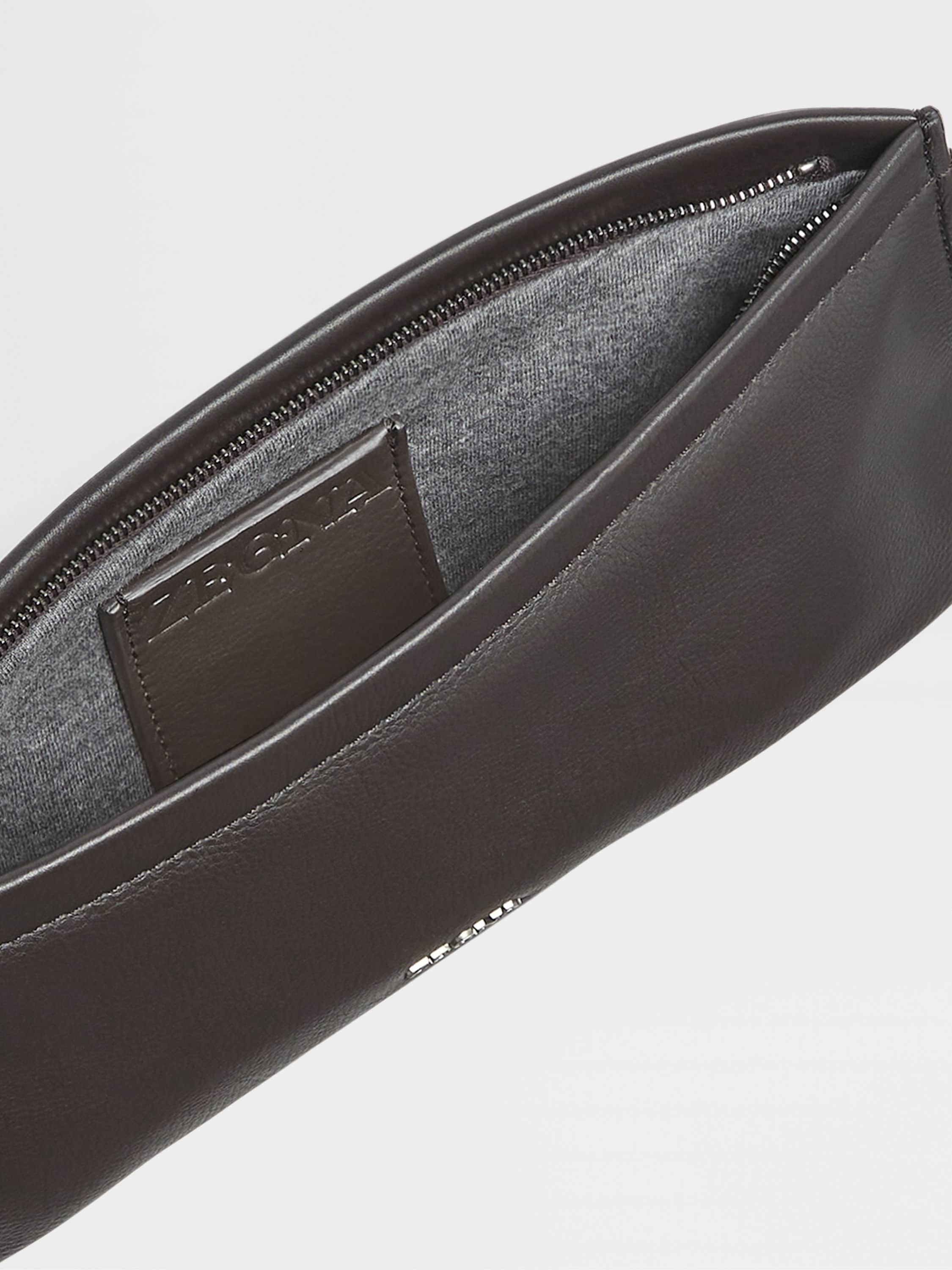 DARK BROWN SECONDSKIN CLUTCH - 2