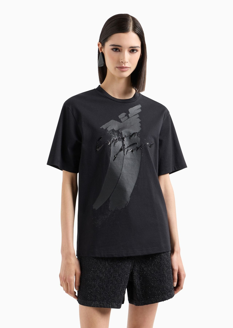 ASV organic heavyweight jersey T-shirt with sequin logo print and embroidery 2