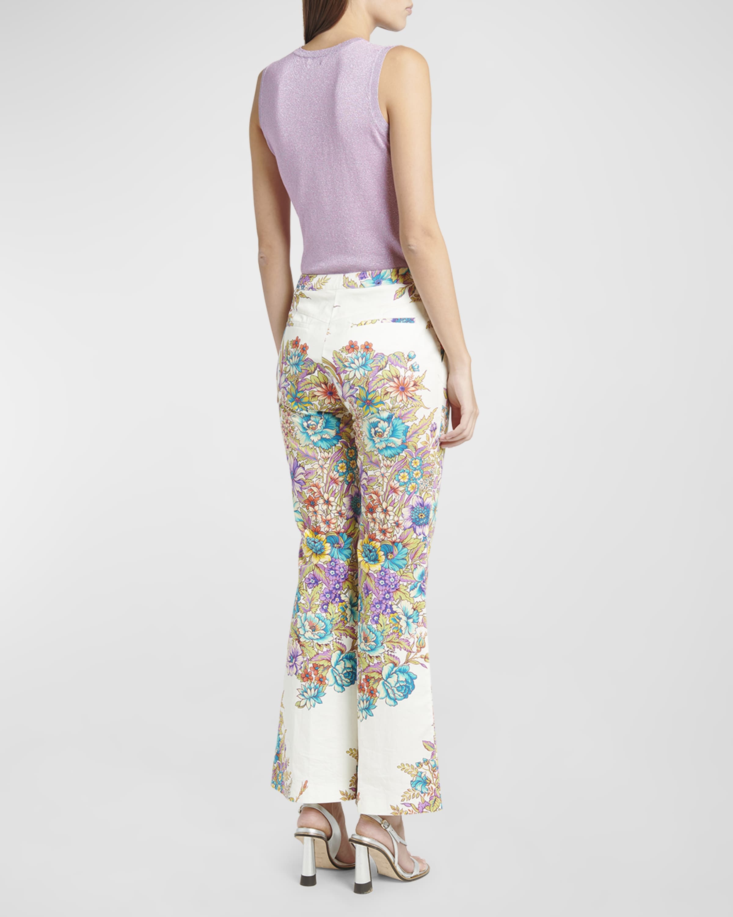 Mid-Rise Engineer Bouquet Floral-Print Flared Ankle Cotton Pants - 3