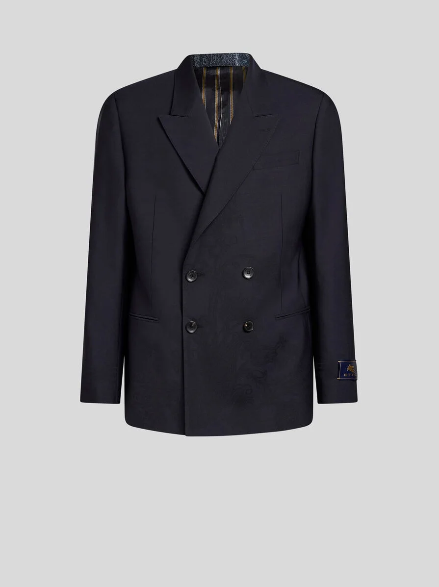 DOUBLE-BREASTED JACKET WITH PLACED MOTIF - 1