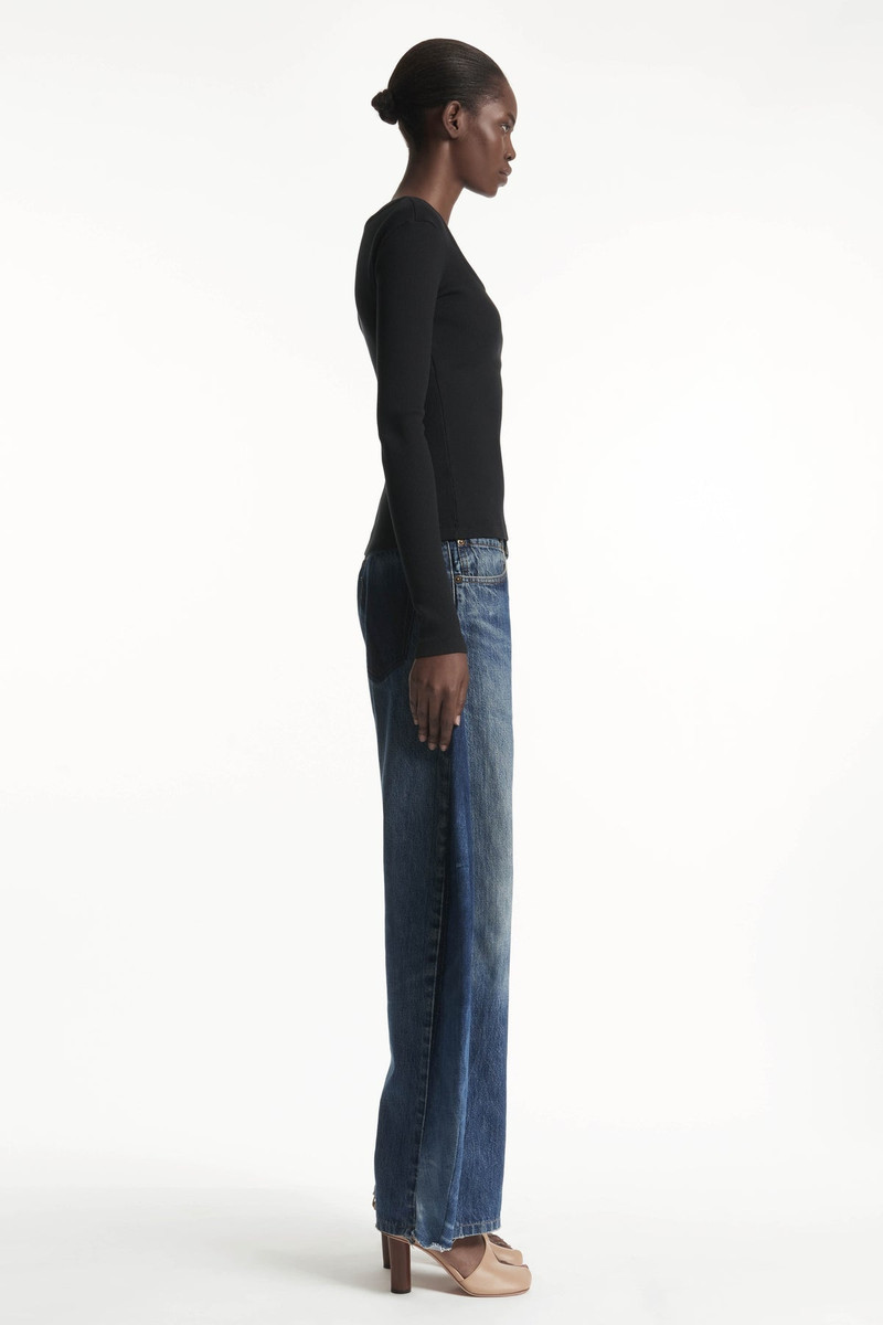 JERSEY ASYMMETRIC LONG SLEEVE TOP BLACK 3