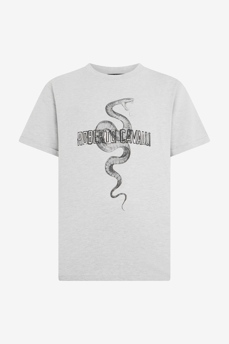 Grey Mélange T-Shirt with Snake and Logo 1