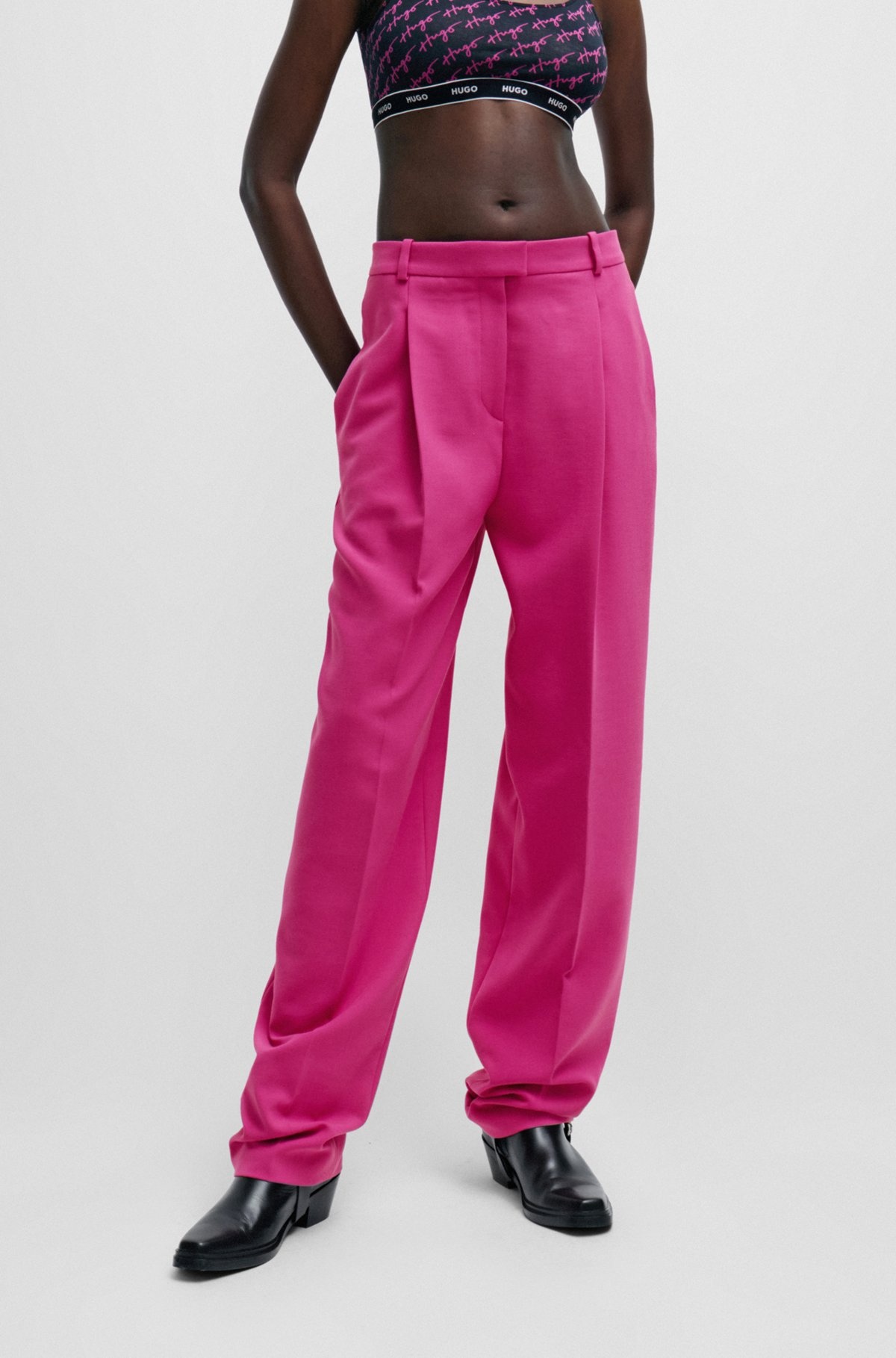 WIDE-LEG REGULAR-FIT TROUSERS WITH FRONT PLEATS - 2