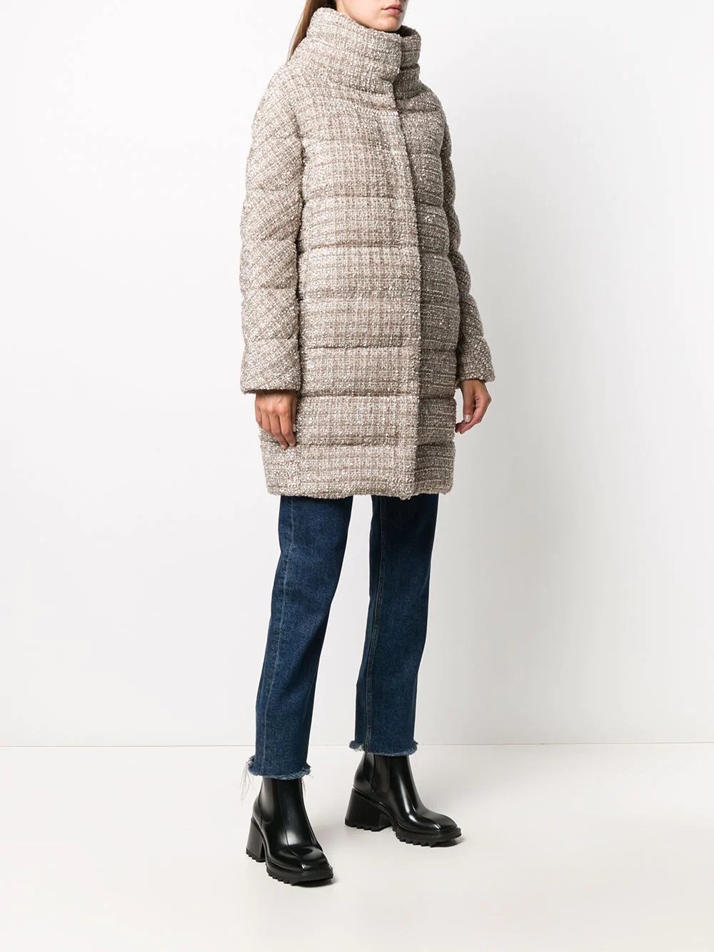 padded button-front coat - 3