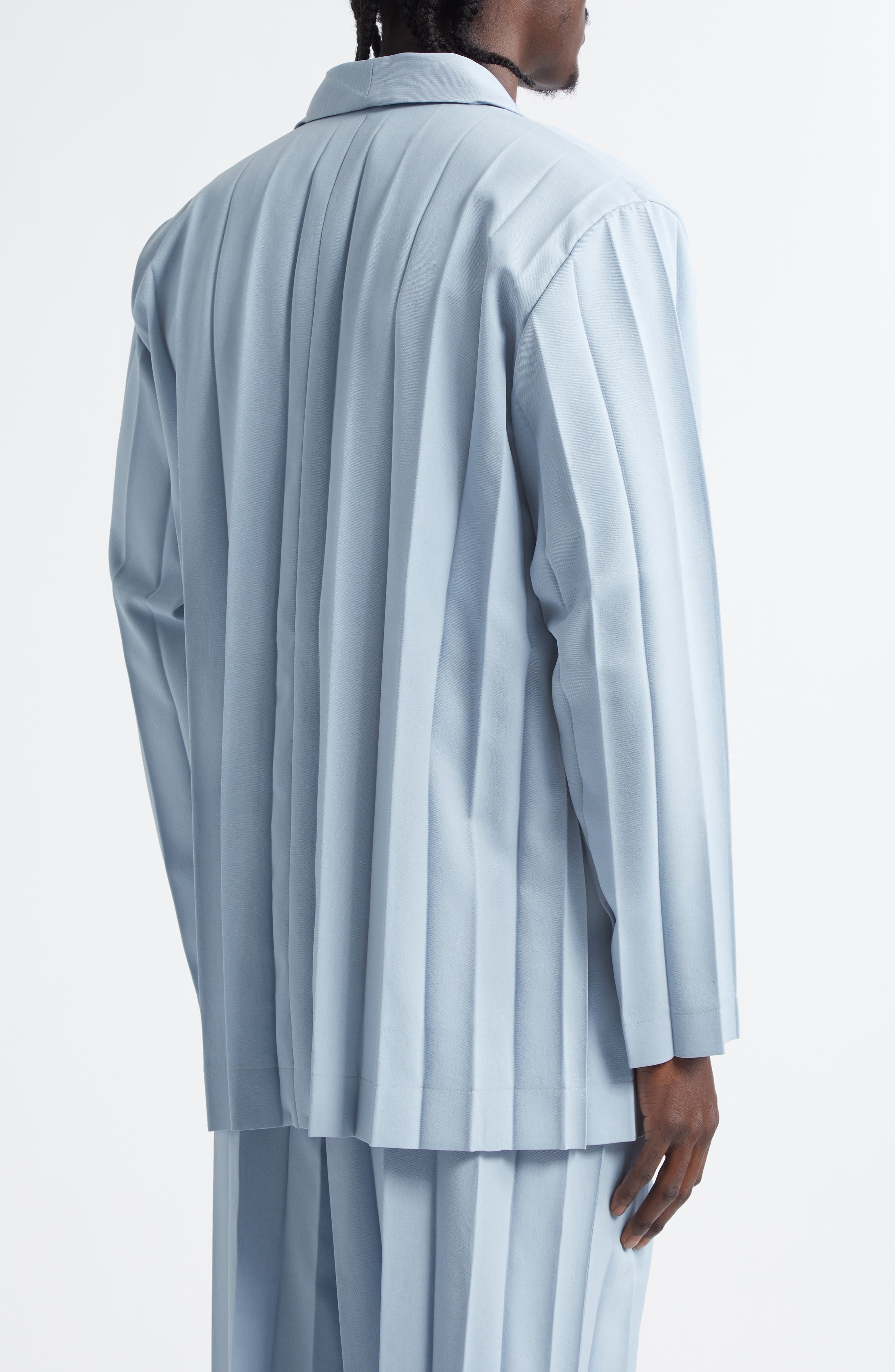 Homme Plissé Issey Miyake Edge Ensemble Pleated Single Breasted Blazer in Blue at Nordstrom - 3