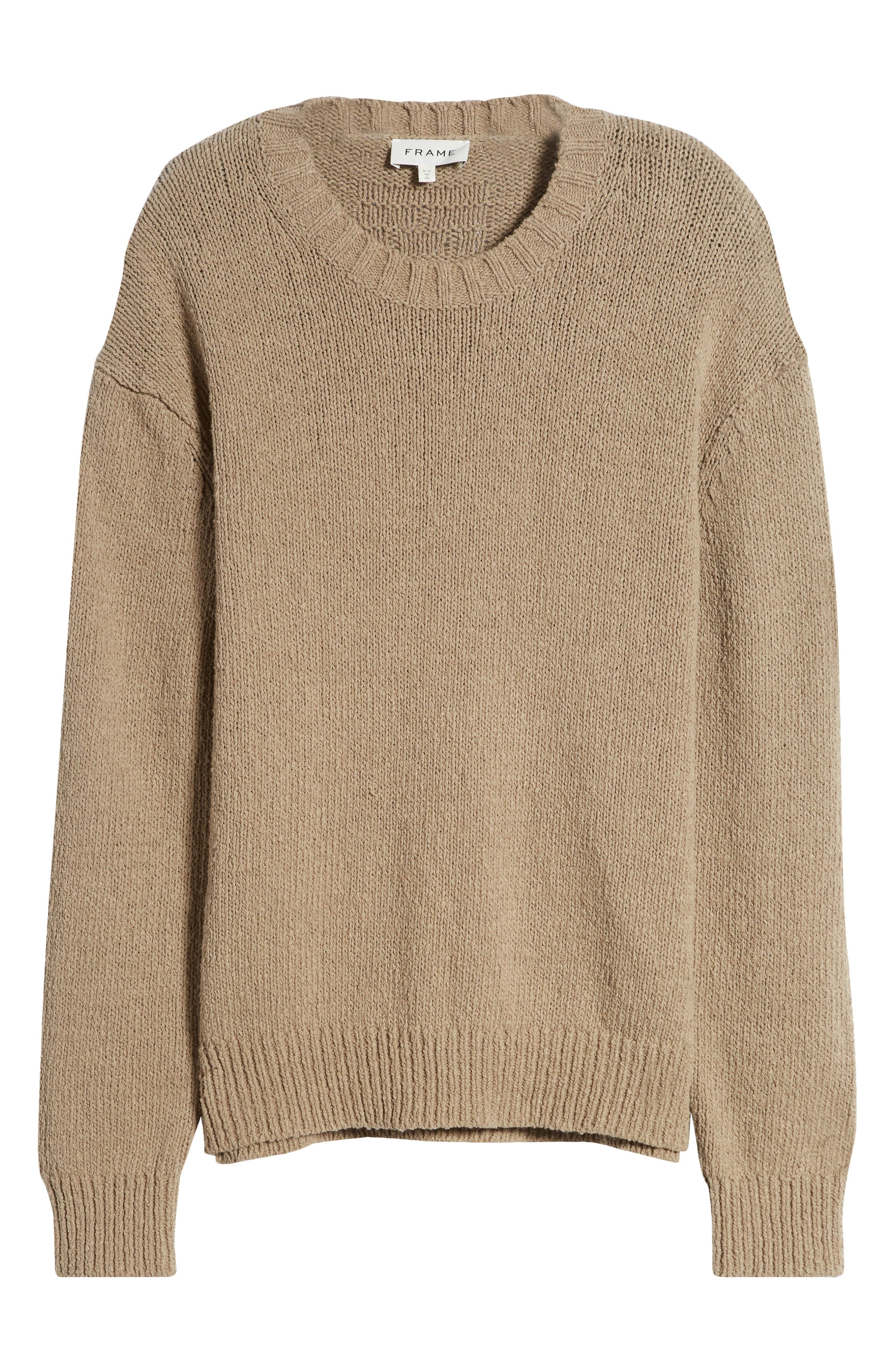 FRAME Slubbed Cotton Crewneck Sweater in Light Brown at Nordstrom - 5
