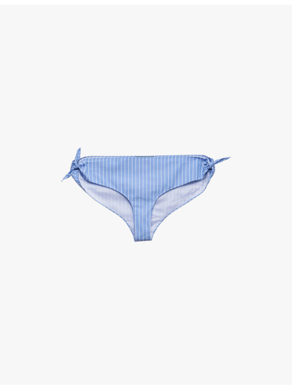 Striped side-tie high-rise cotton-poplin bikini bottoms - 1