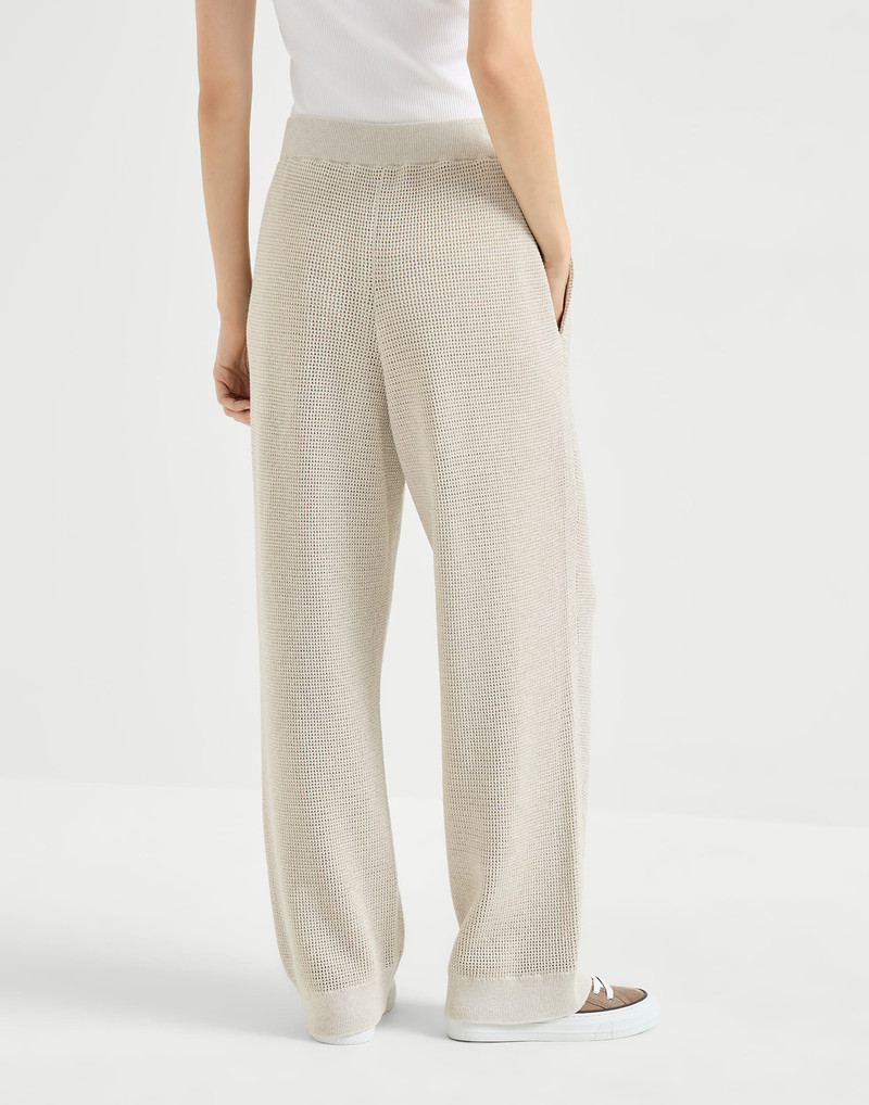 Brunello Cucinelli Cotton sparkling net knit trousers outlook