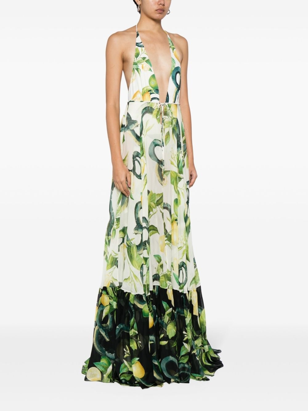 floral-print silk dress - 3