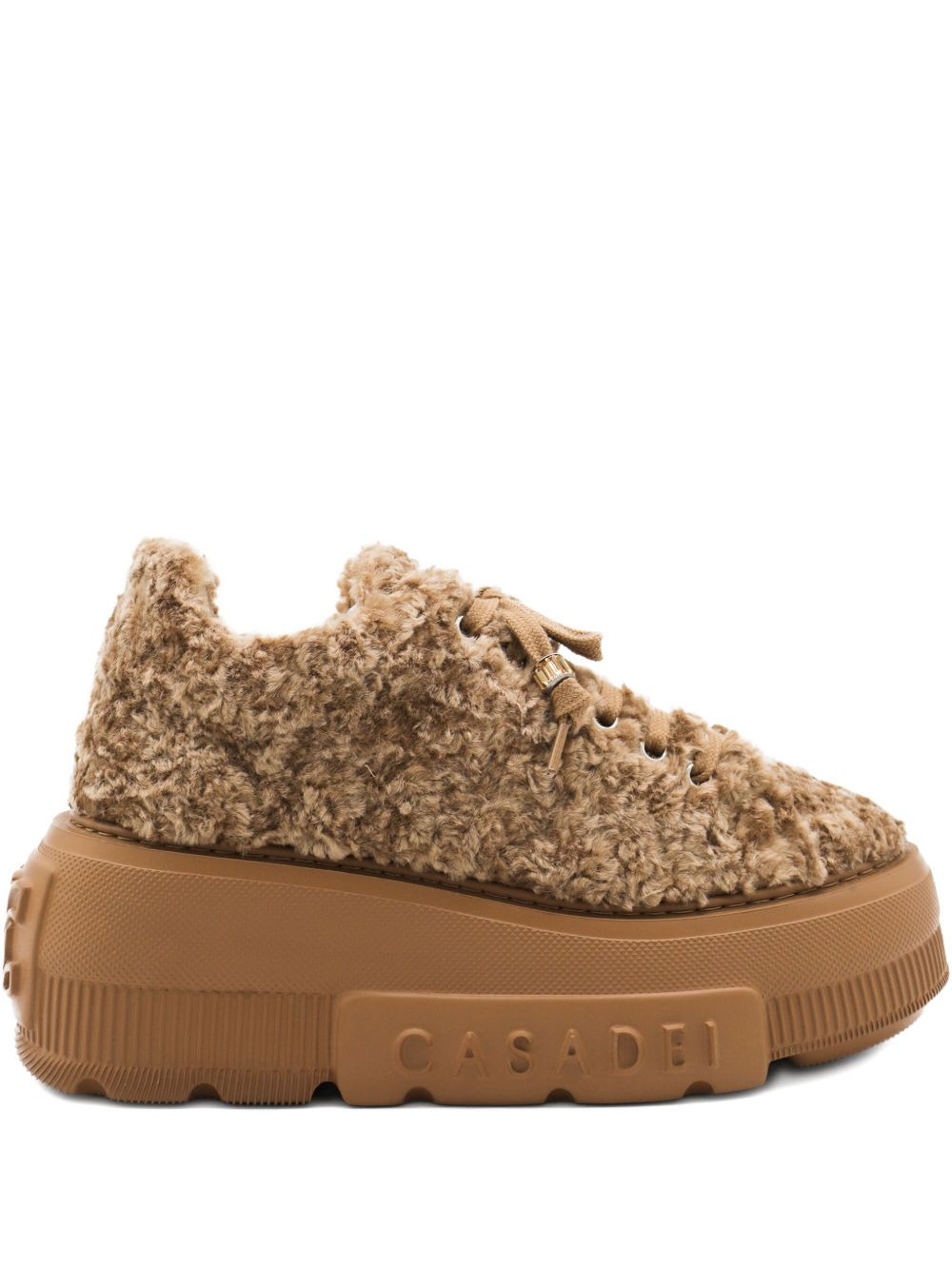 platform shearling trainers - 1
