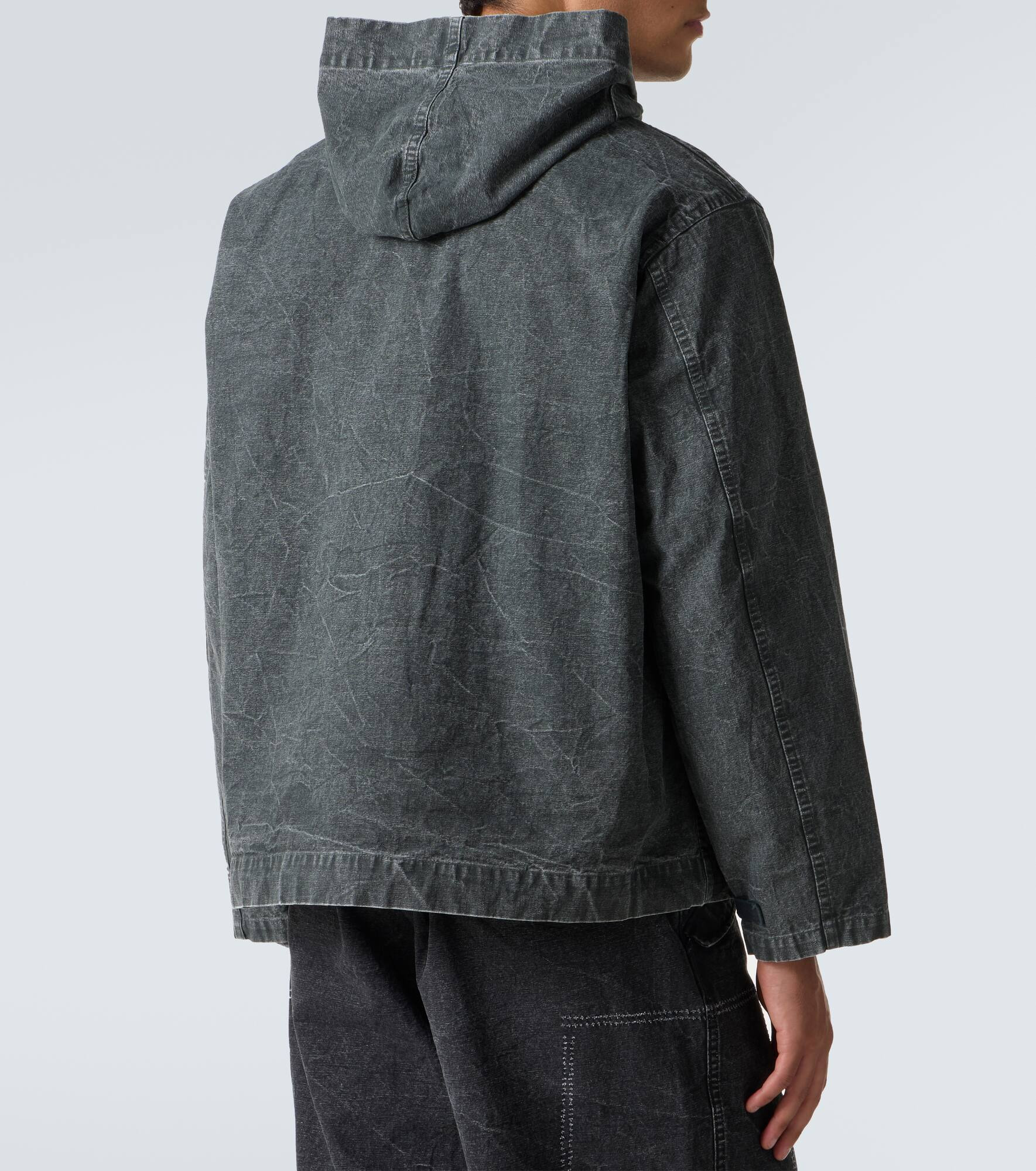 Hooded cotton denim jacket - 4