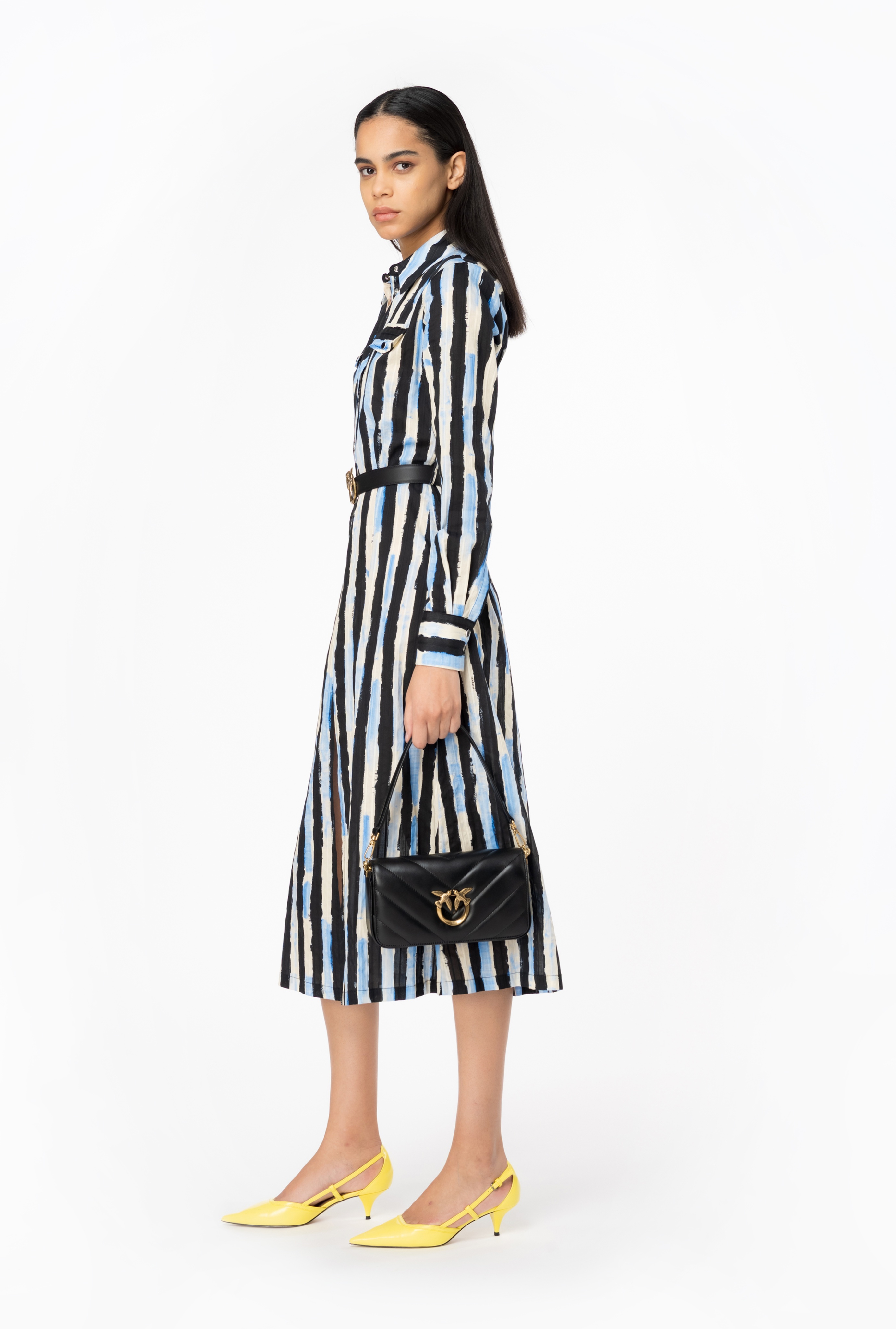 SHIRT DRESS WITH PAINT-STRIPE PRINT - 3