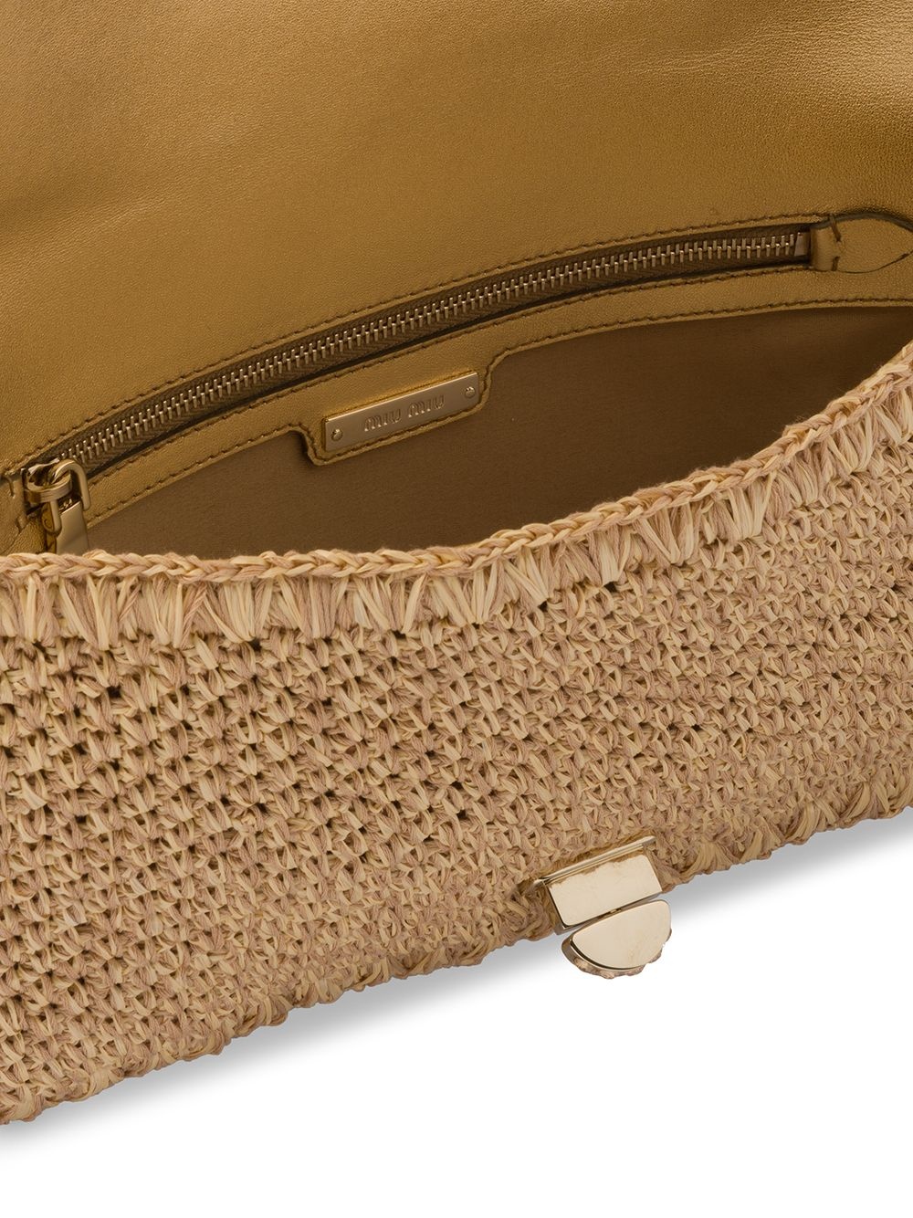 Miu Crystal raffia clutch bag - 5