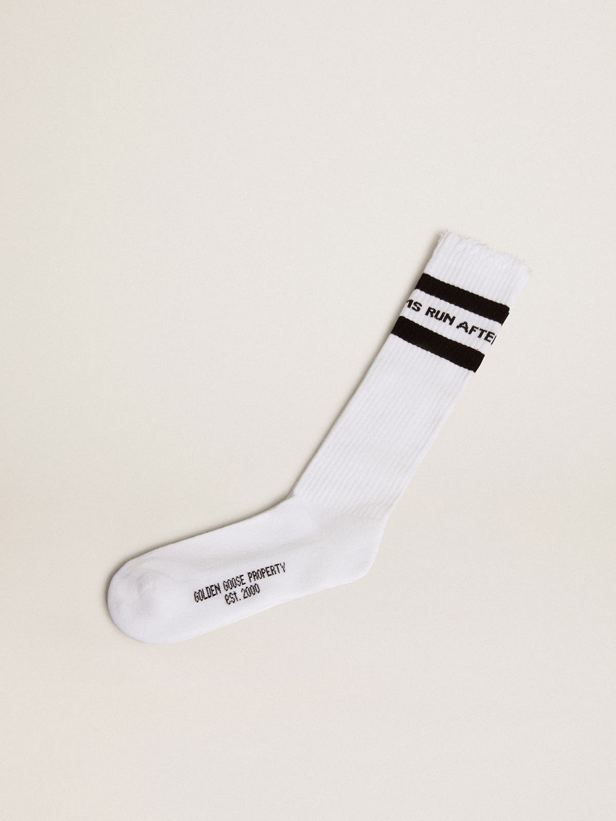 Cotton socks with distressed finishes, knee-high effect - 1