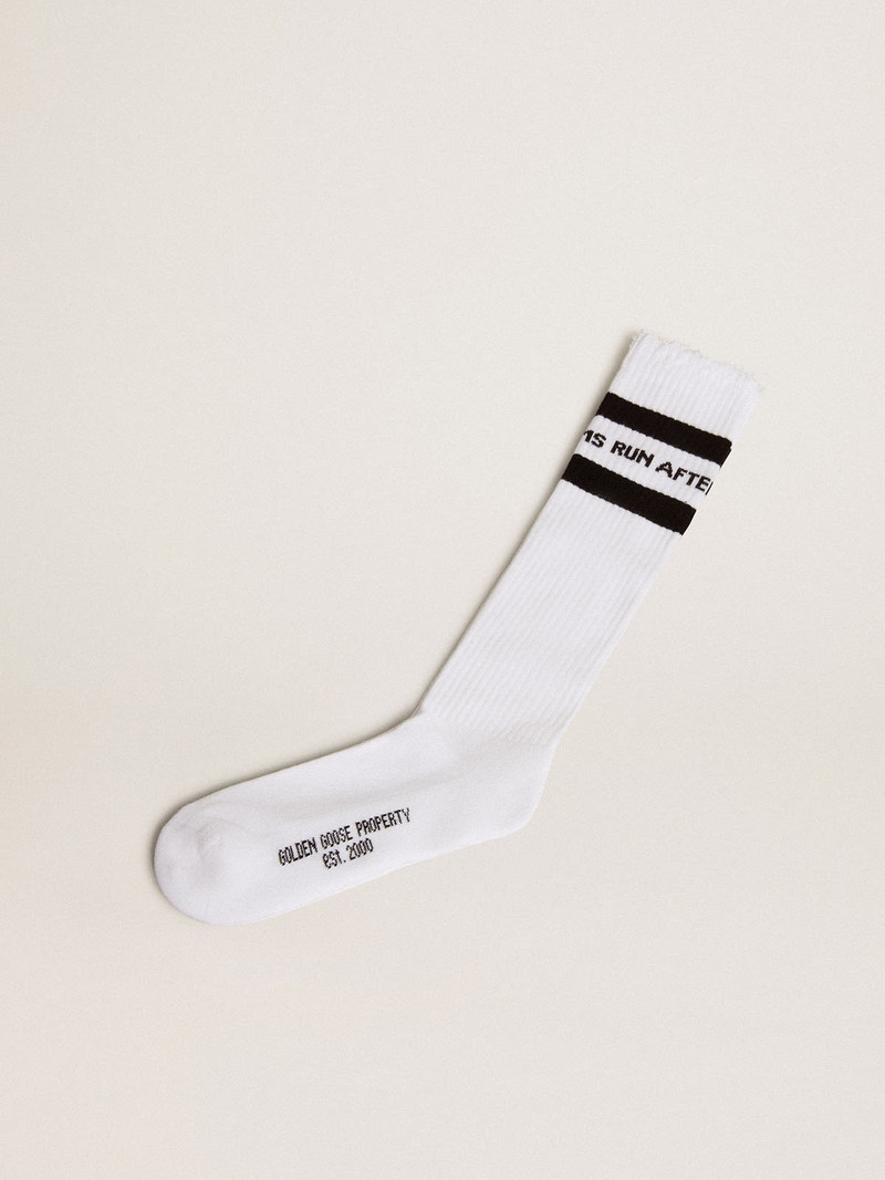 Cotton socks with distressed finishes, knee-high effect 1