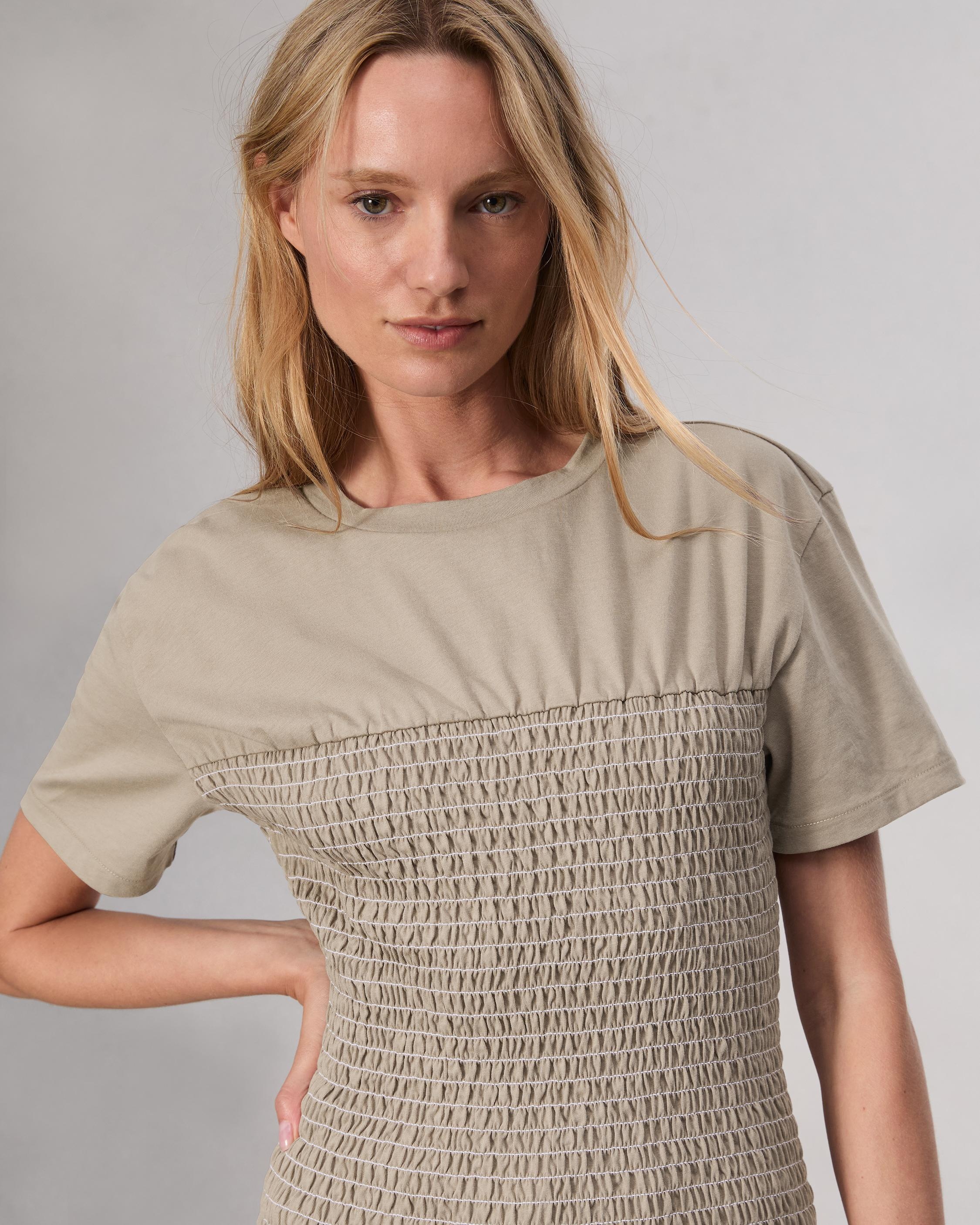 Smocked Cotton Tee - 5