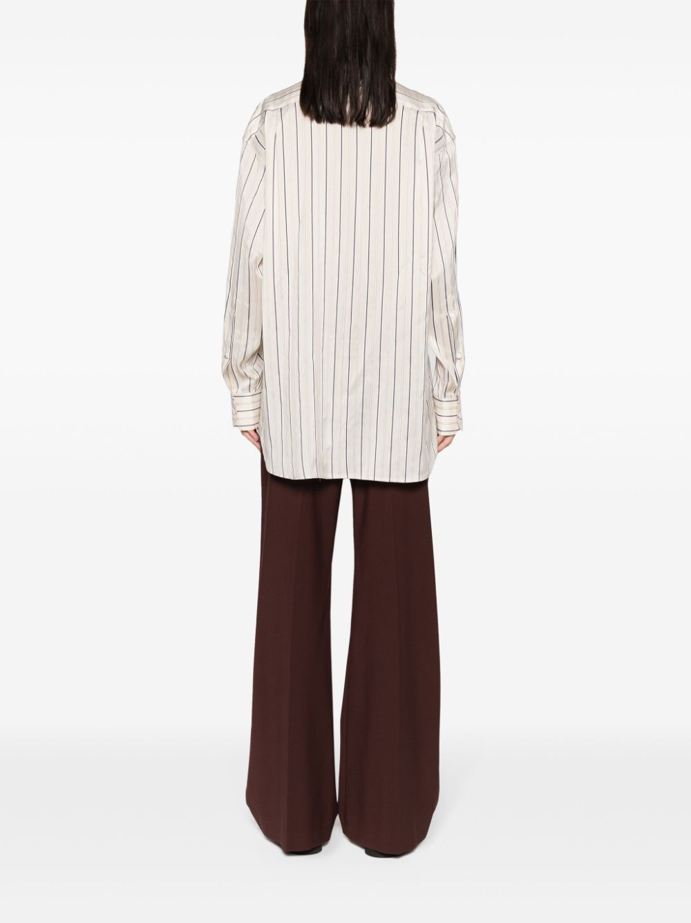 contrasting-panel striped shirt - 4