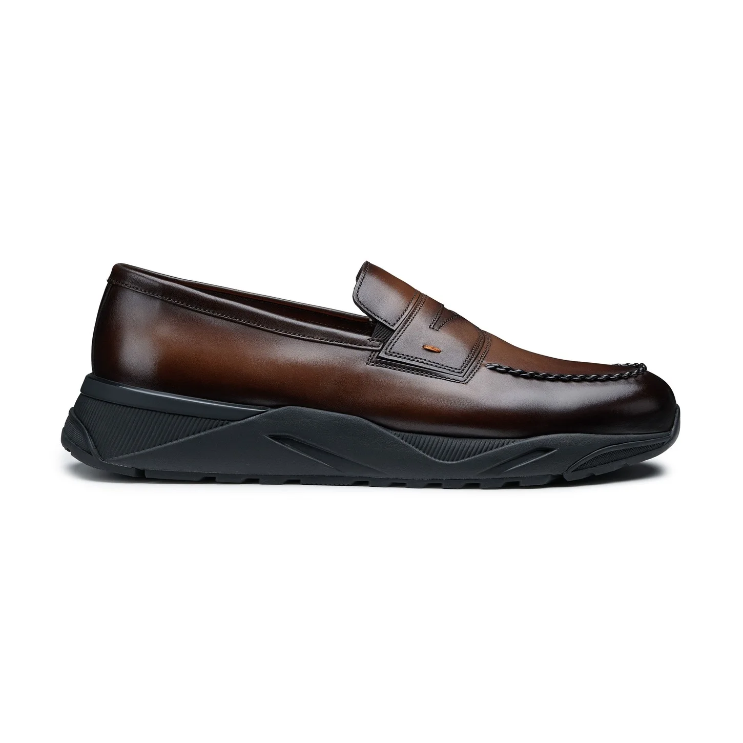 Men's dark brown leather penny loafer - 1