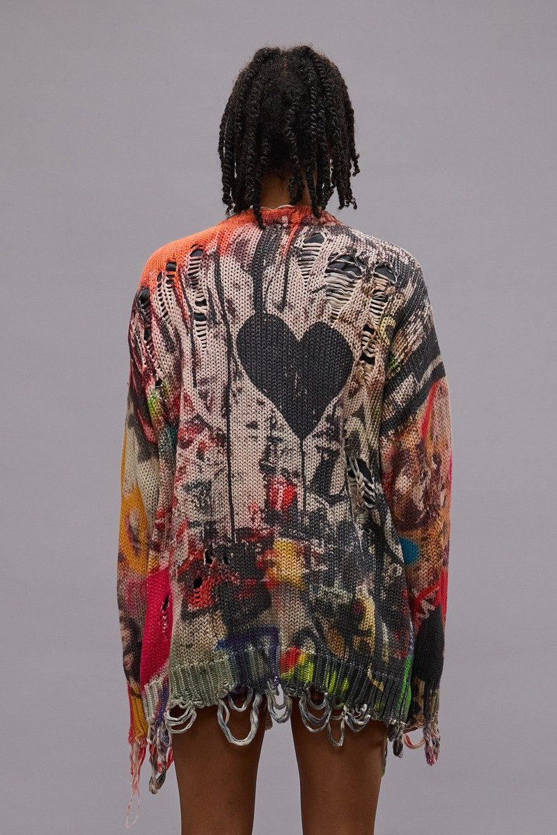 PRINTED BOYFRIEND CARDIGAN - HEART GRAFFITI PRINT - R13 7