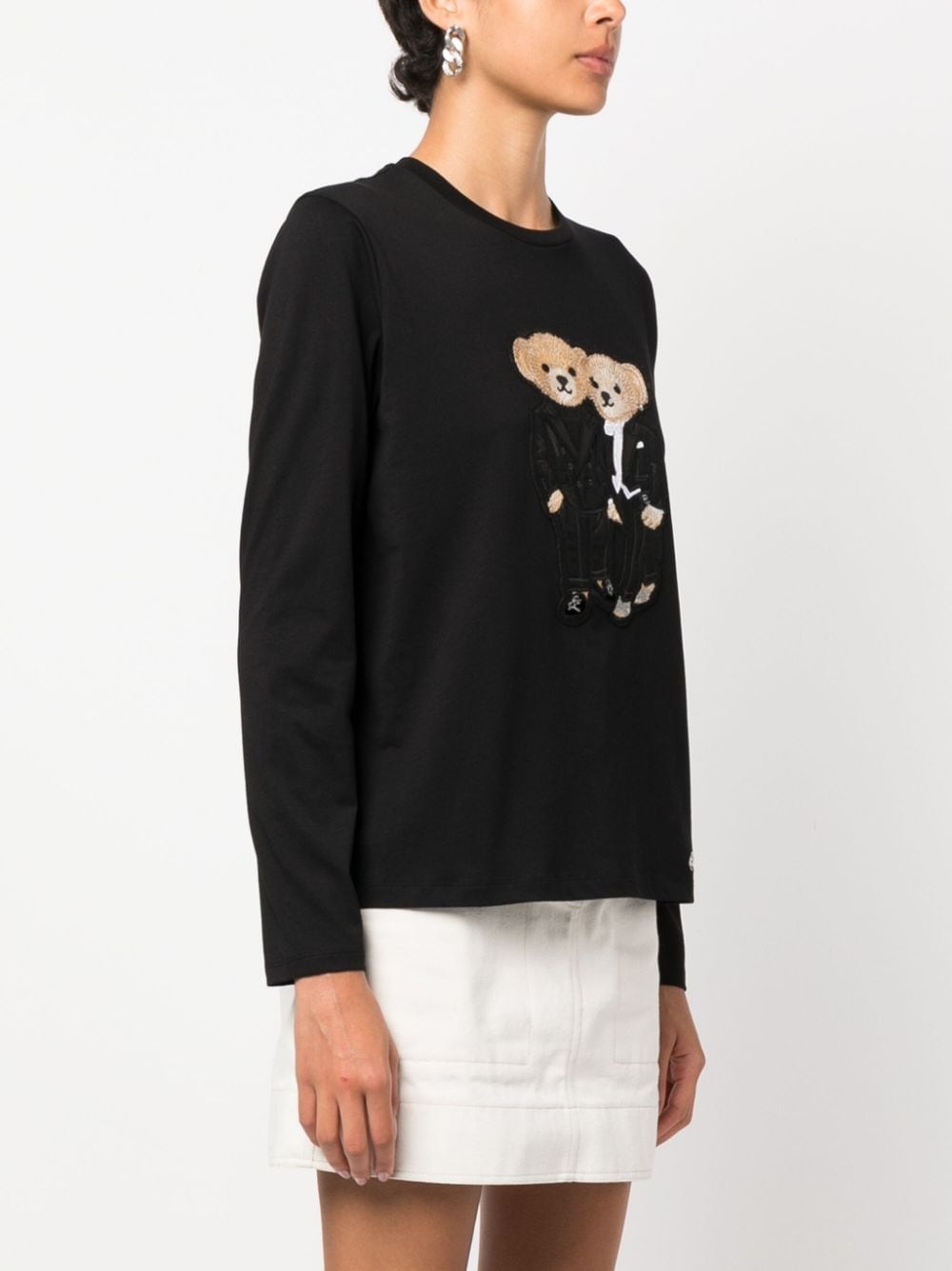 Smoking Bear embroidered cotton T-shirt - 3