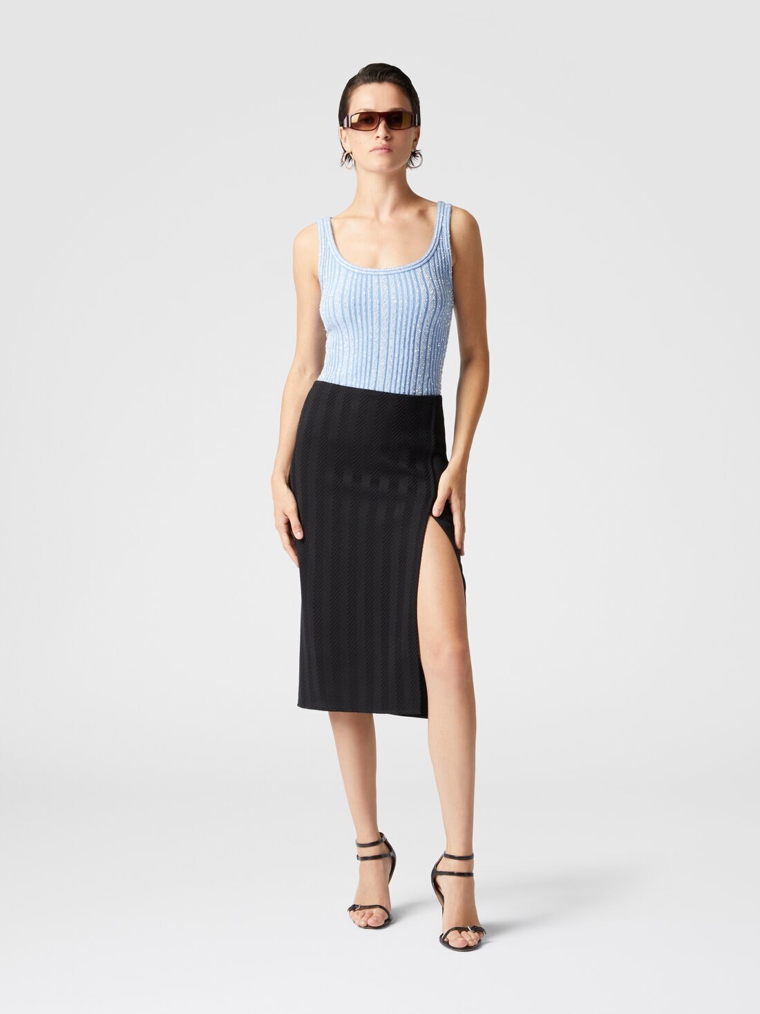 Ribbed tank top with sequins - 2
