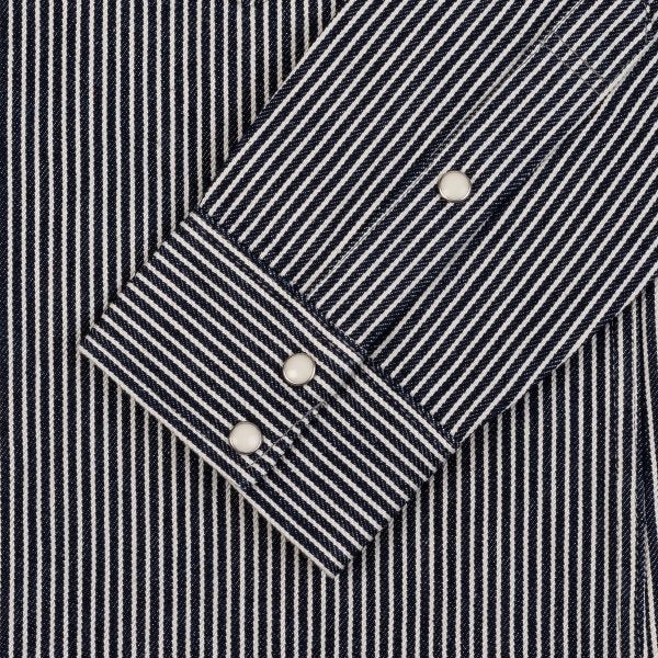 IHSH-07-IND 12oz Hickory Stripe Western Shirt Indigo - 3