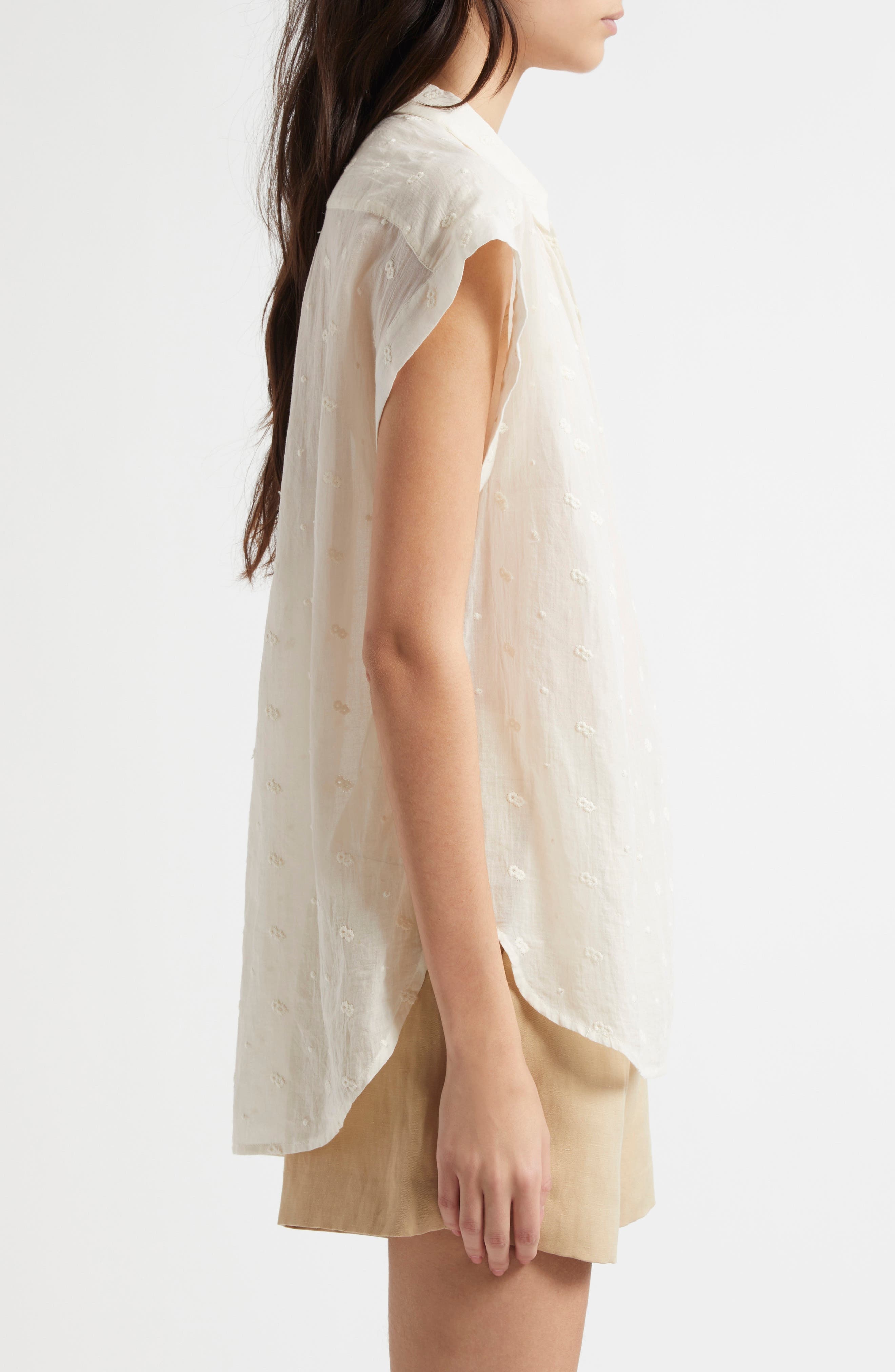 Nili Lotan Normandy Embroidered Shirt in Ivory at Nordstrom - 3