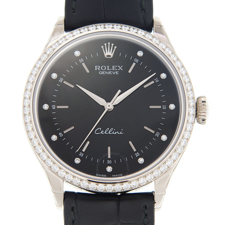 Rolex Cellini Time Automatic Diamond Black Dial Ladies Watch 50709BKDBKL - 2