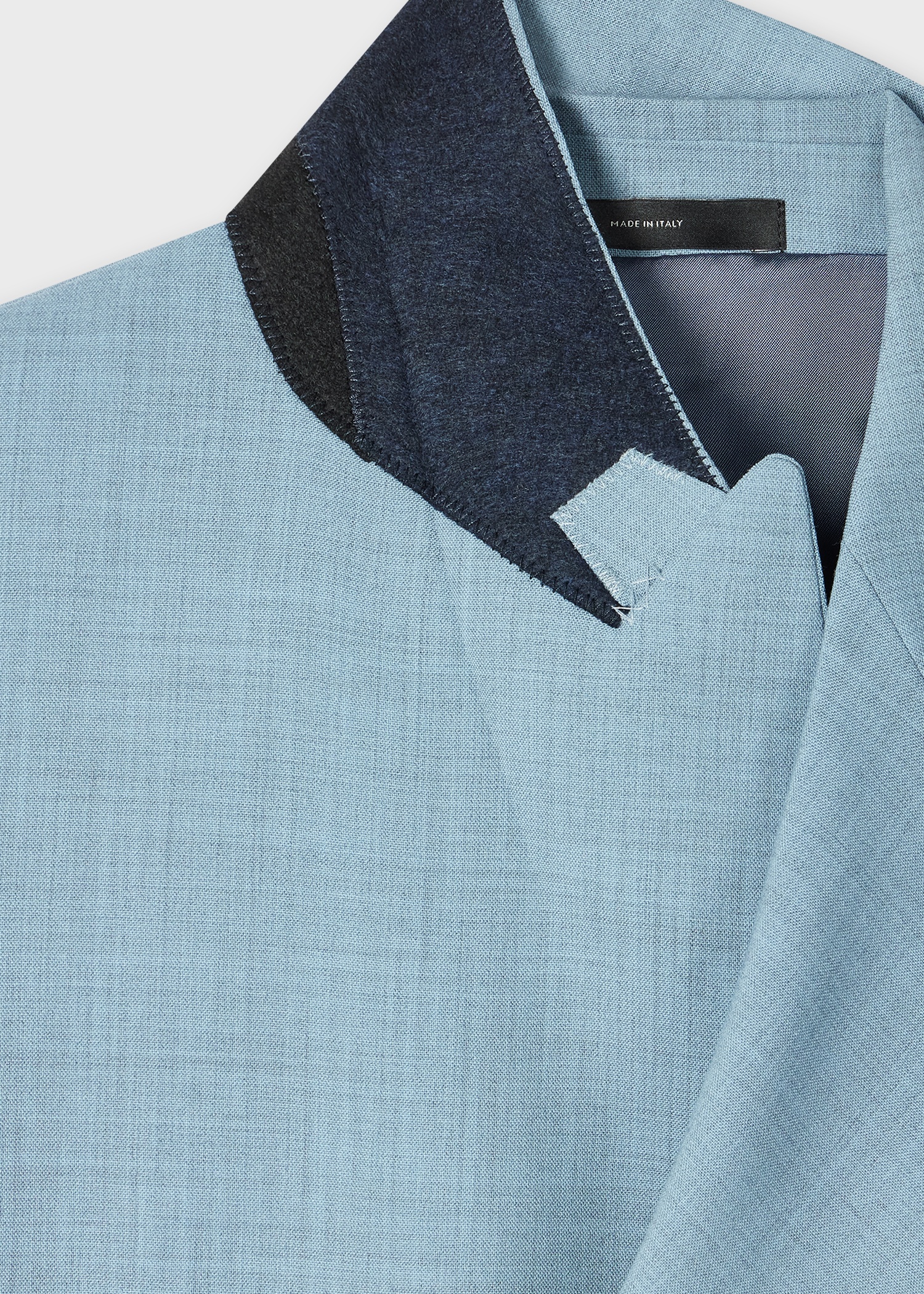 Tailored-Fit Light Blue Overdyed Marl Wool Double-Breasted Blazer - 2