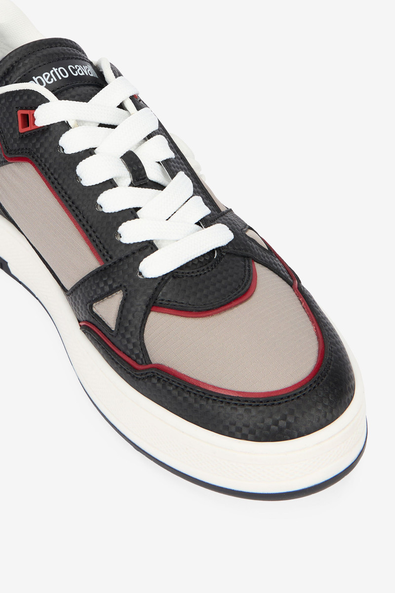 White and Black Sneakers with Mirror Snake Monogram 4