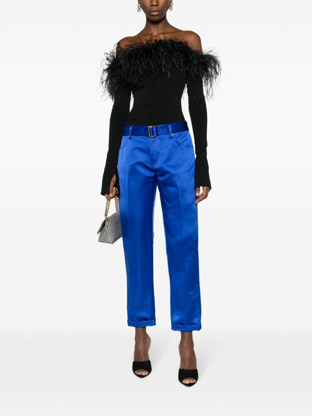 cropped silk satin trousers - 2