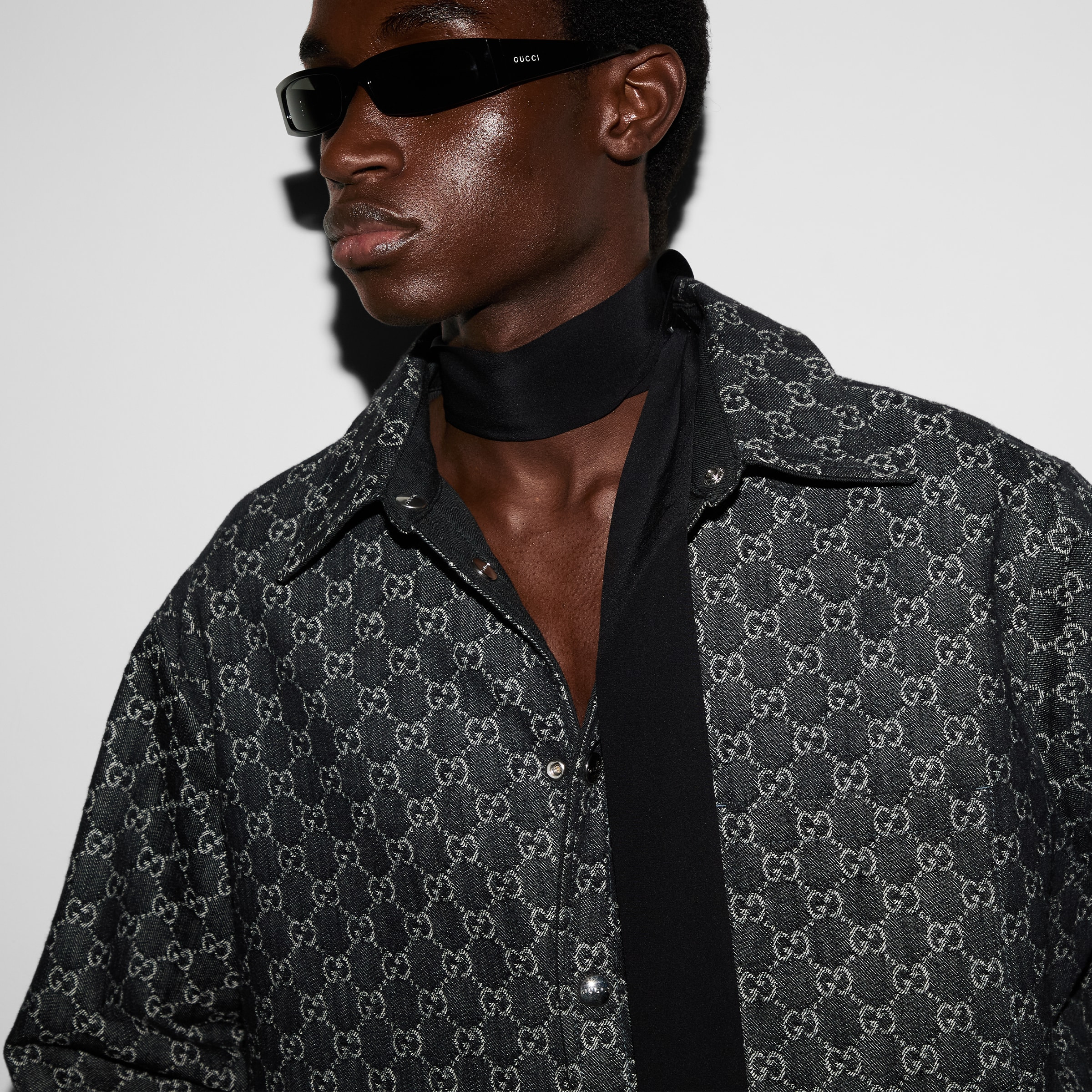 Reversible wool and GG denim shirt - 5