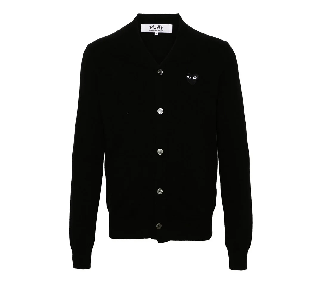 V-Neck Cardigan Black Emblem Unisex - 1
