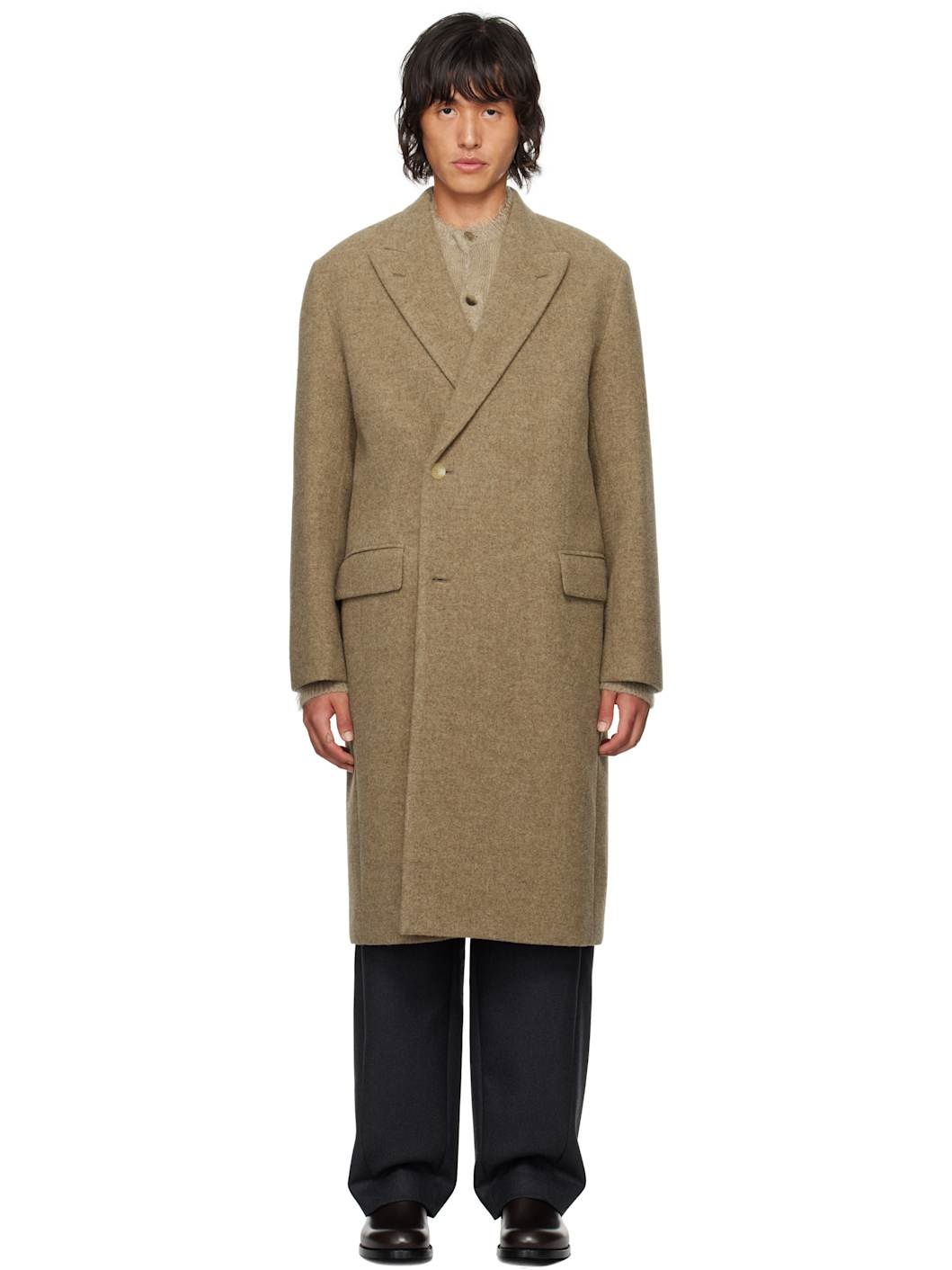 ジャケット・アウター AURALEE SPONGE WOOL MELTON P-COAT Auralee Sponge Wool Melton Chesterfield Coat in Dark Navy