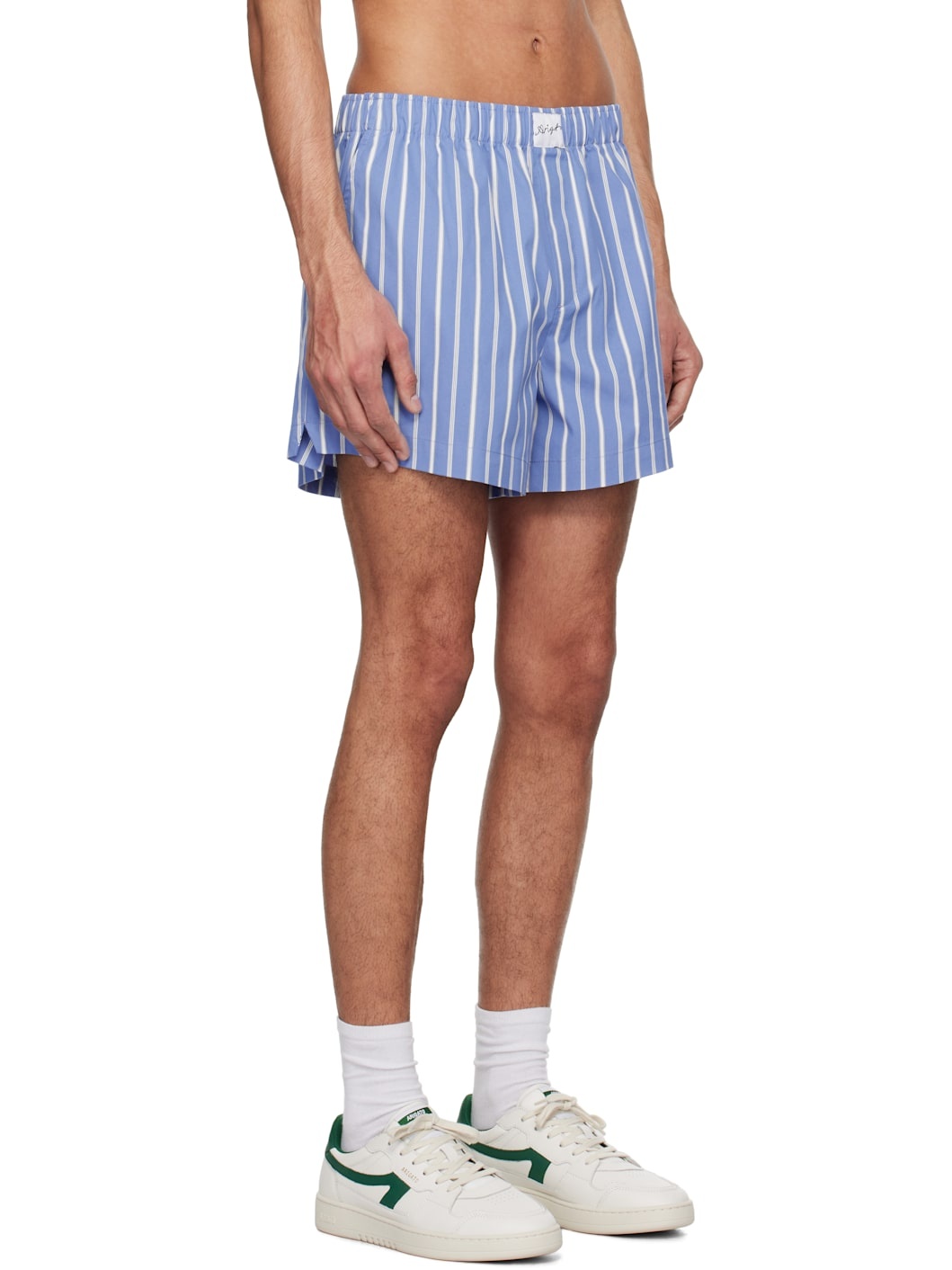 Blue & White Striped Cotton Shorts - 2