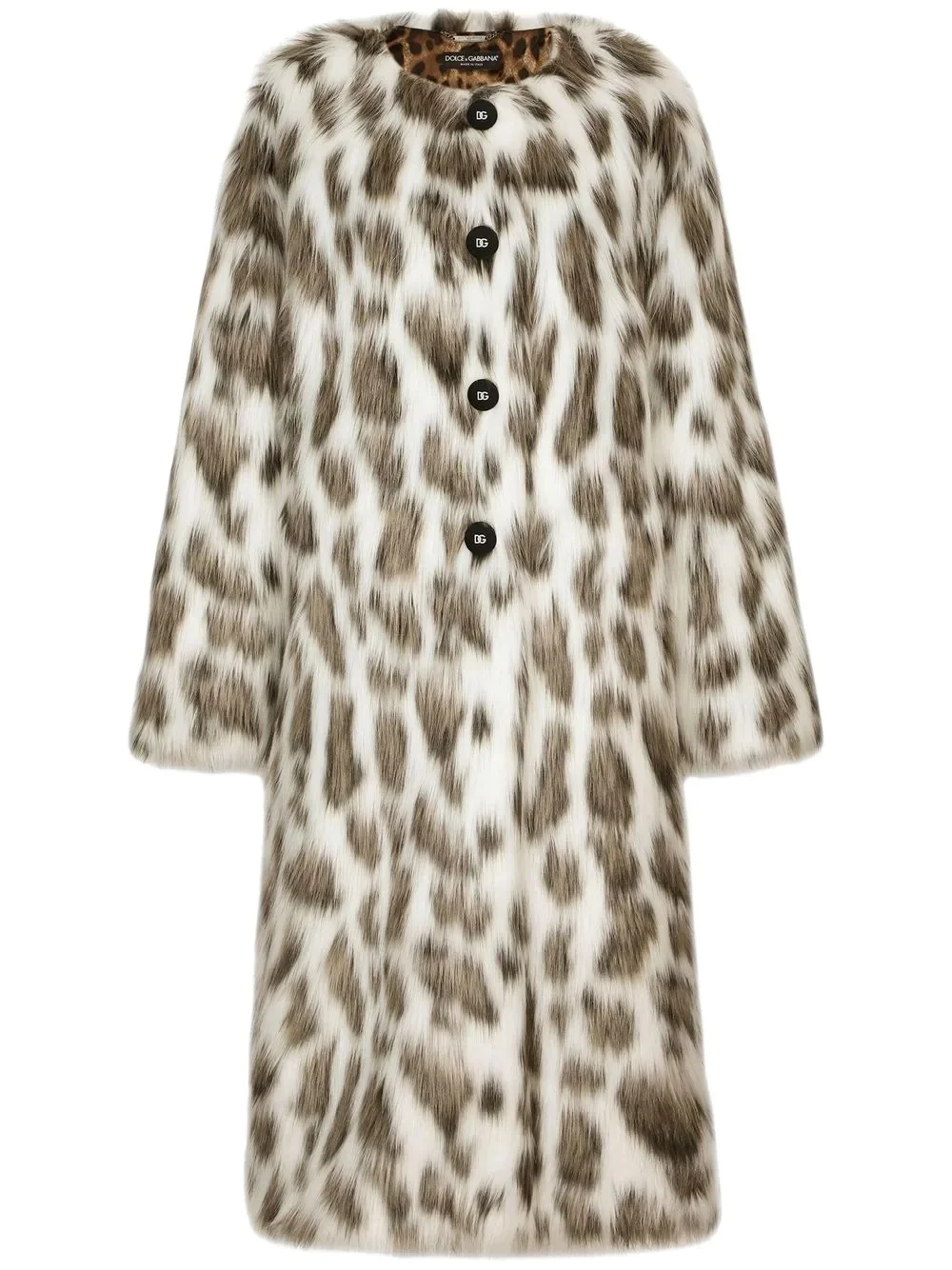 leopard-effect faux fur coat - 1