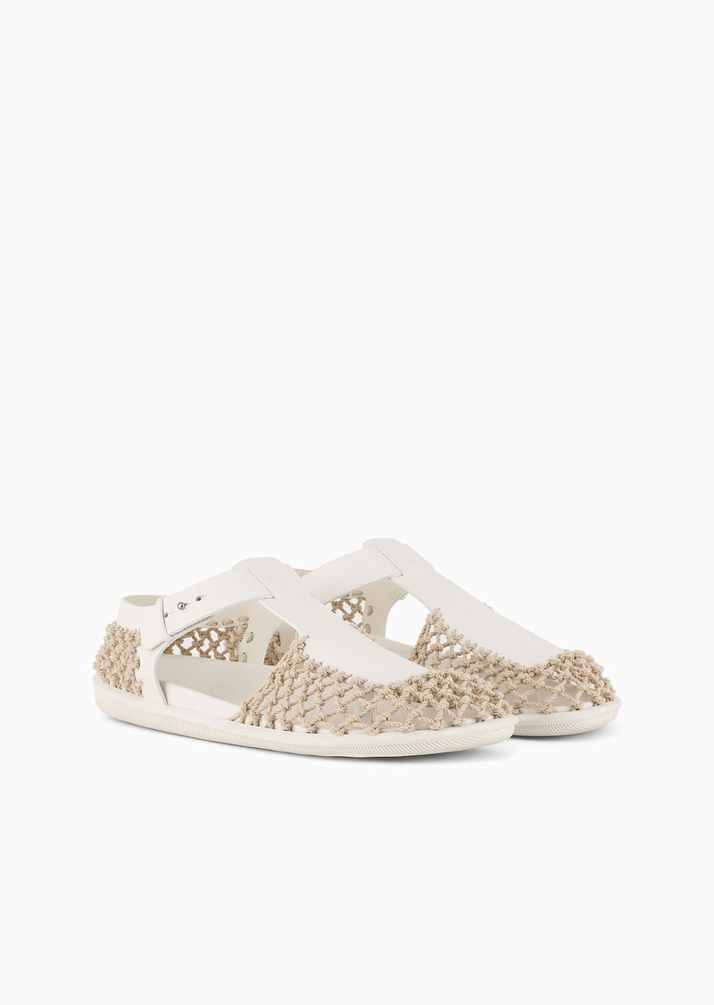 GIORGIO ARMANI Braided leather and cotton sandals outlook