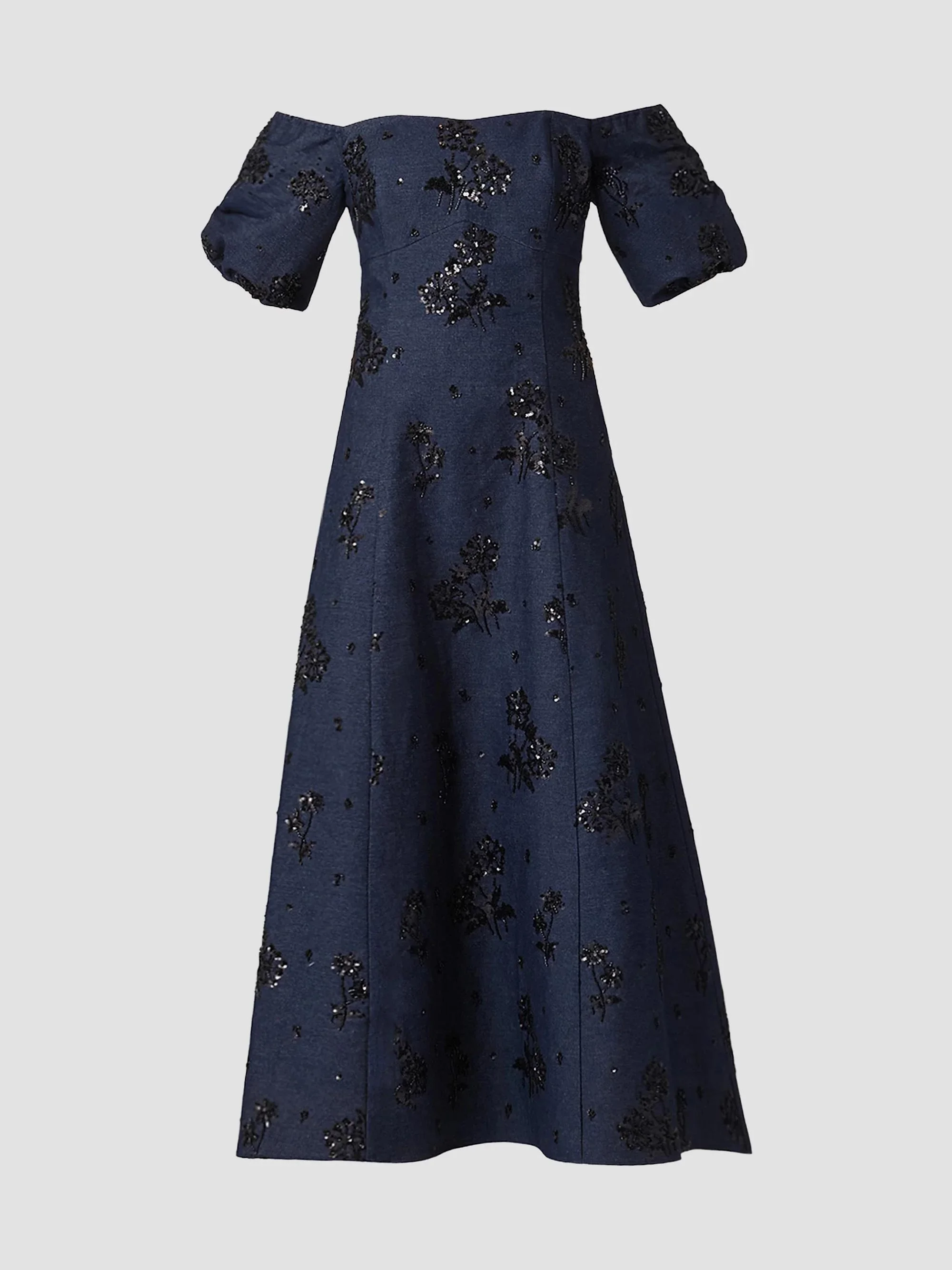 Women's Mona Sequined Denim Off-the-Shoulder Dress - Denim Jet - 1