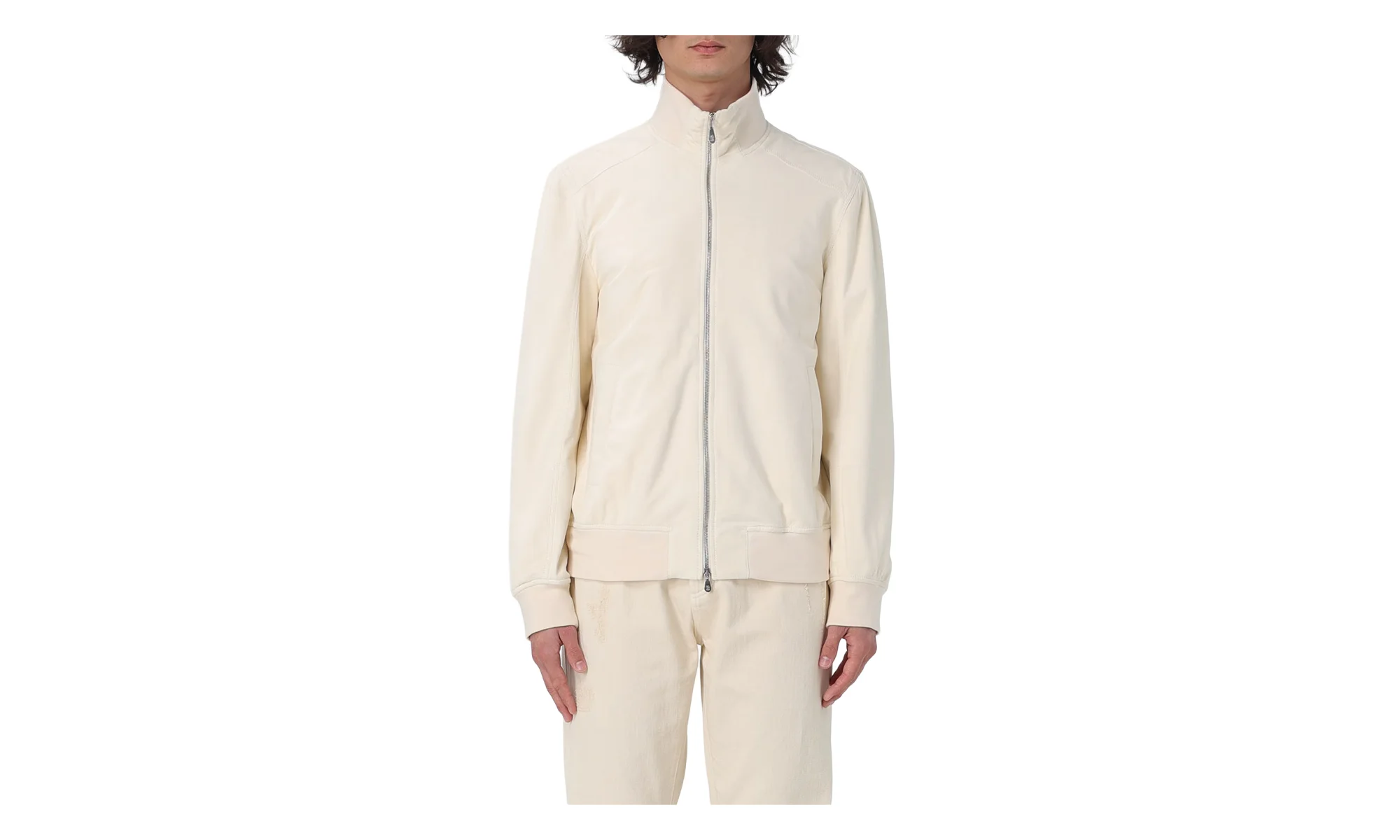 Leather Zip Jacket "White" BRUN838 - 1