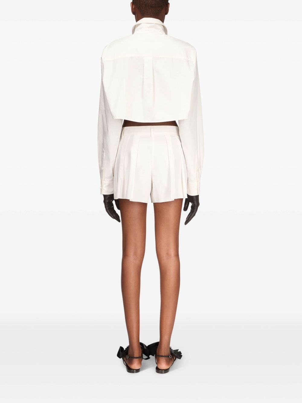 crystal-embellished cropped shirt - 3