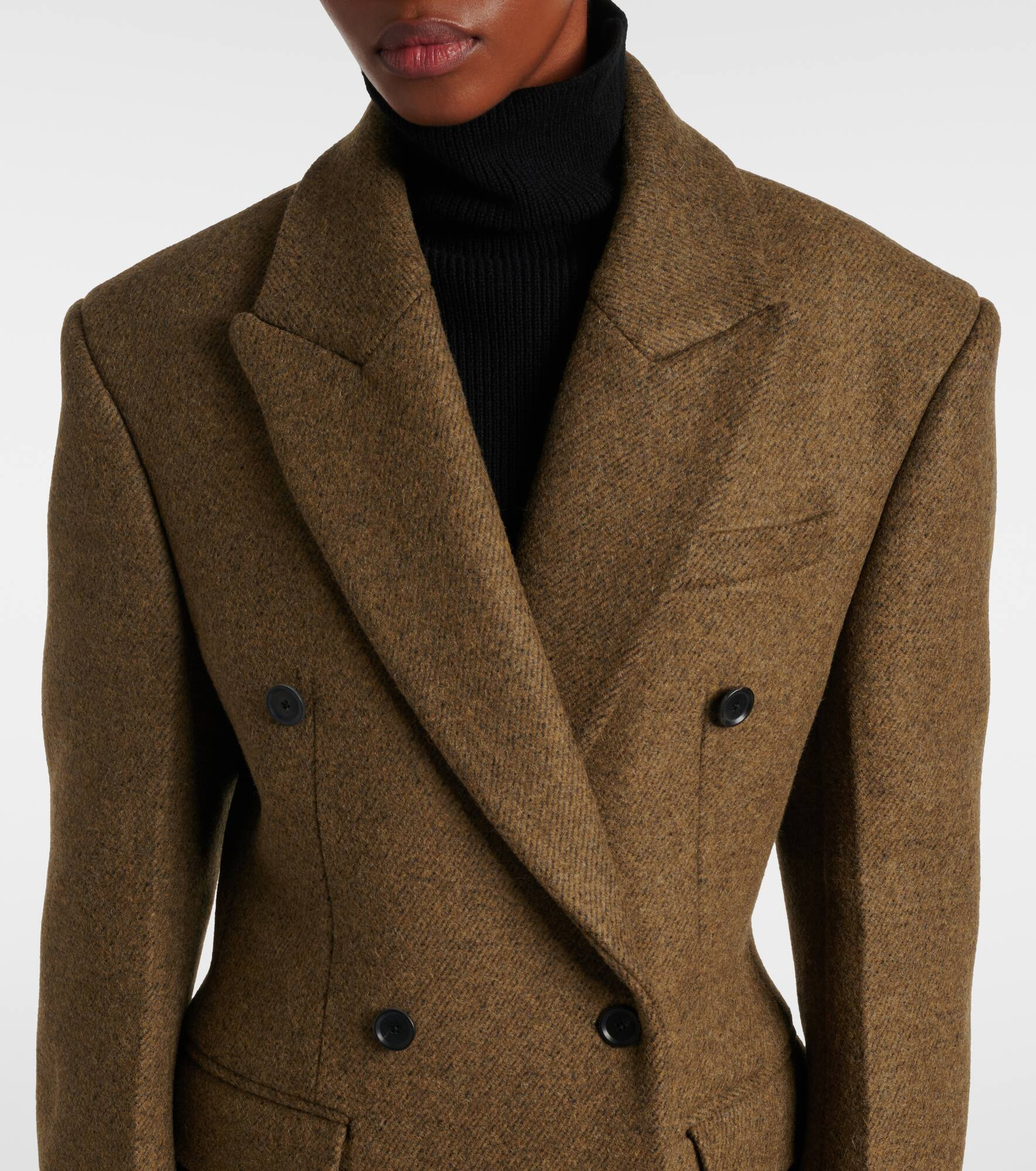 Double-breasted alpaca and wool-blend coat - 4