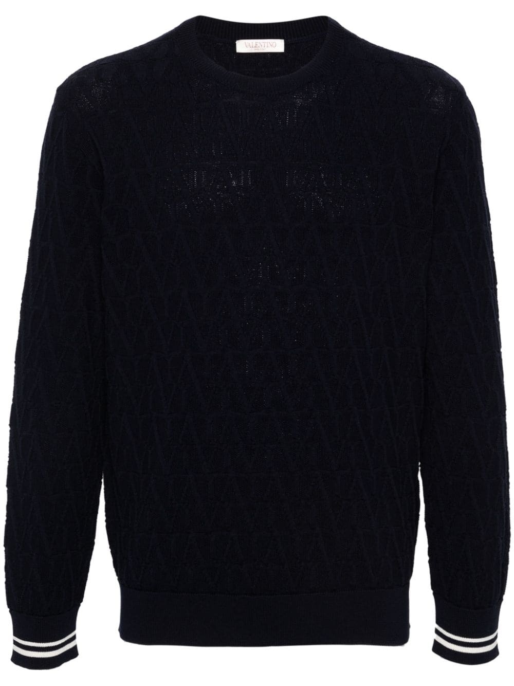 Optical Valentino-jacquard cotton jumper - 1