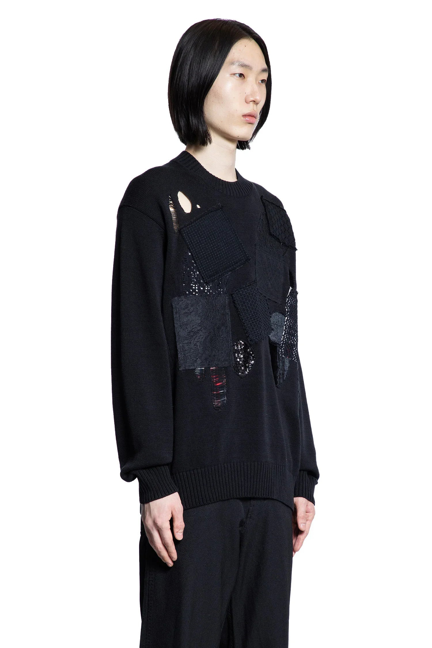 Distressed-Cotton-Patchwork-Sweater - 2