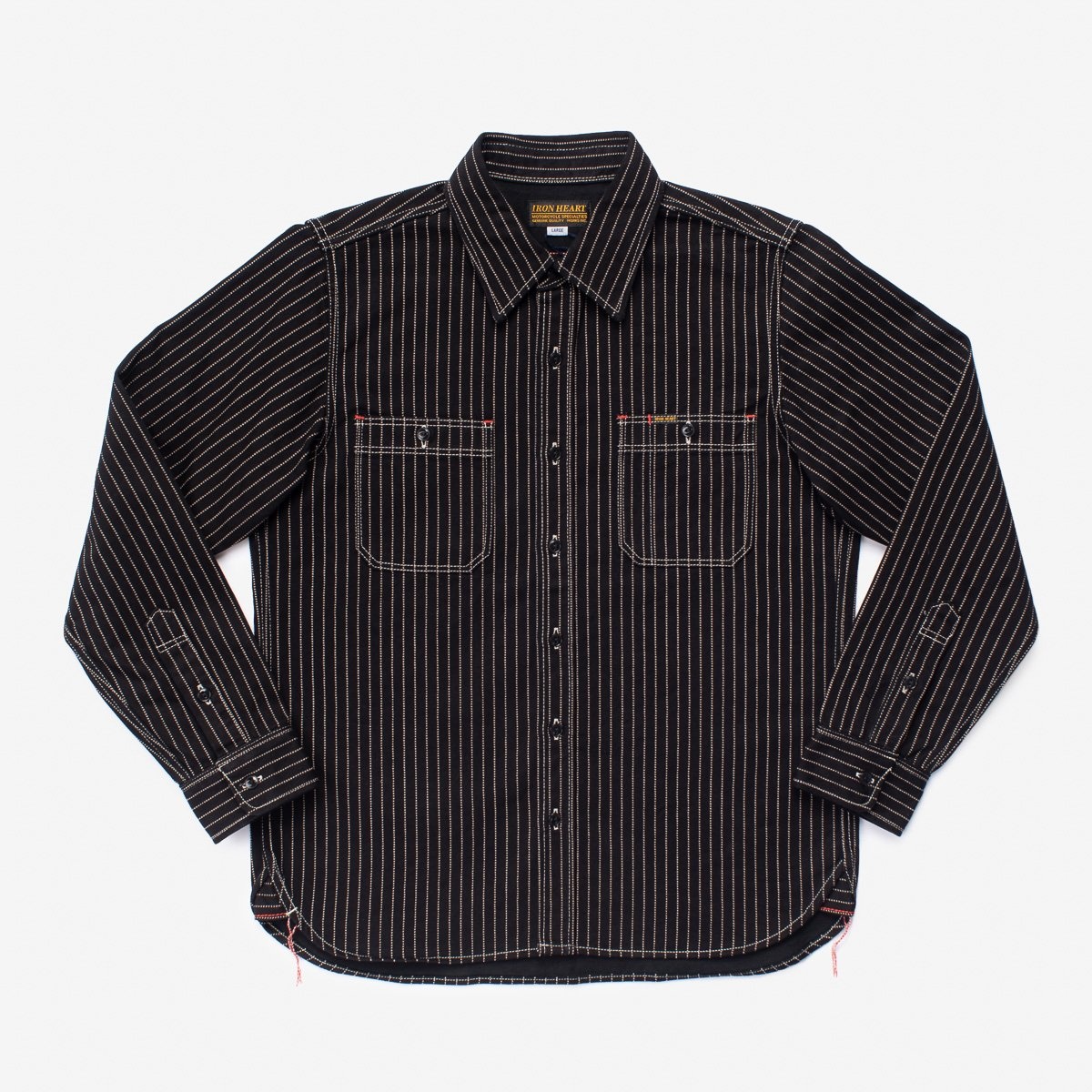 IHSH-266-BLK 12oz Wabash Work Shirt - Black with Black Buttons - 1